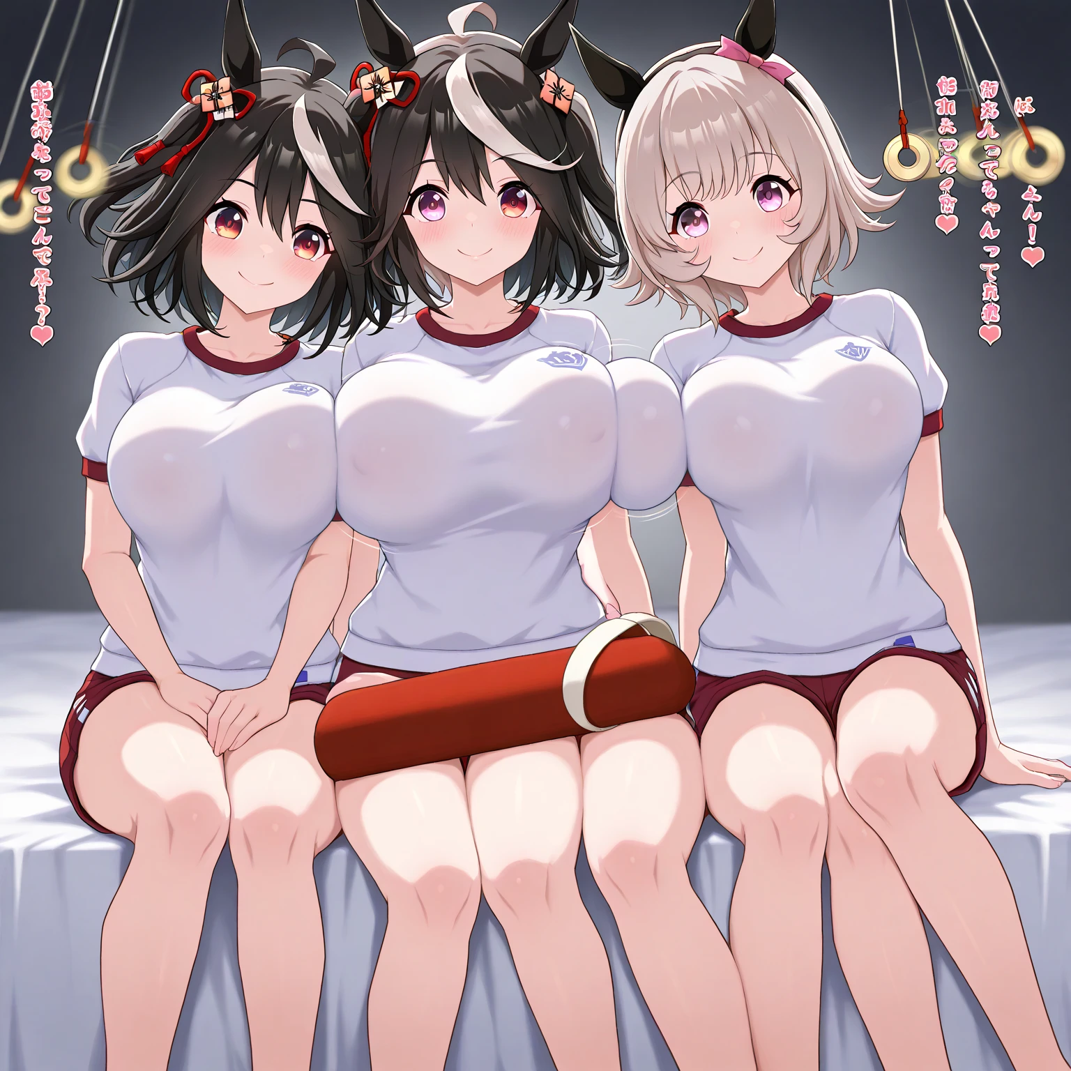 woman 、Full nudity、squat、Looks painful、Fly Hearts、From below、Spread your legs wide、Sweaty、Tentacle Sex、4girls