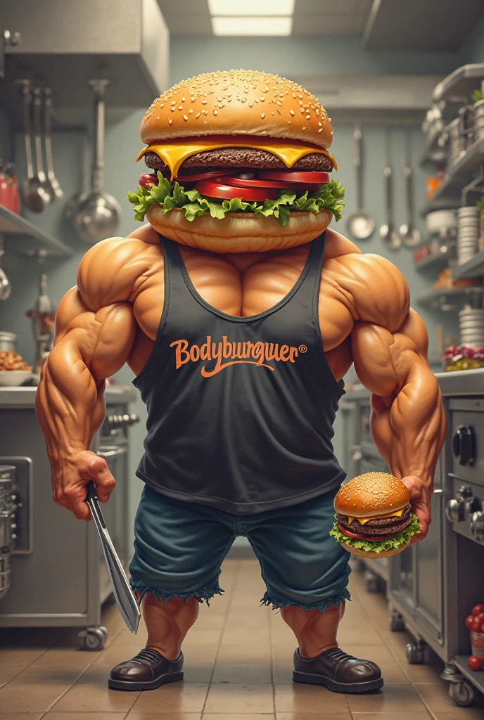 A hamburger with muscles