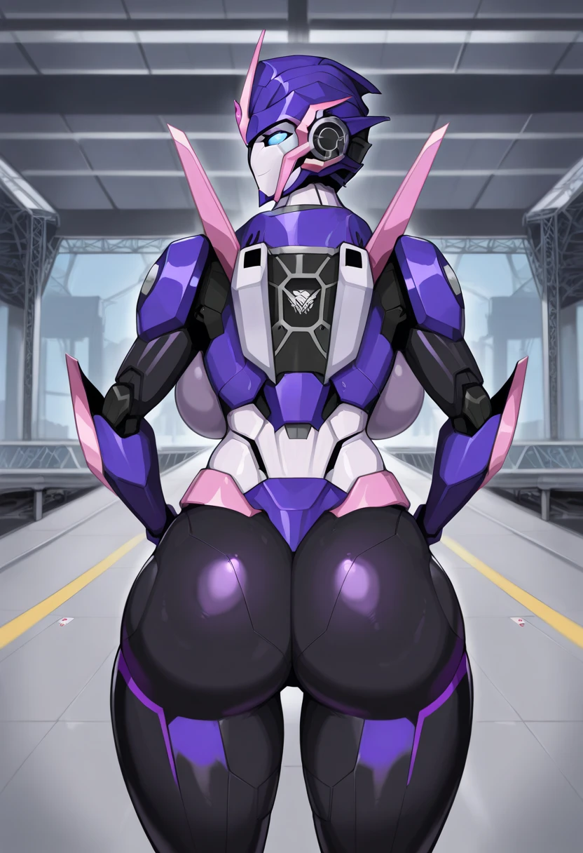 masterpiece, best quality, detailed, 1girl, solo, full body, from back, thigh gap, big ass, public place background, skindentation, big breasts visible from back,, purplesister, <lora:Purple Sister (Neptunia):0.85>,, buttlift, ass, from behind, grabbing own ass, ass grab, spread ass, standing, <lora:asssupport:1>