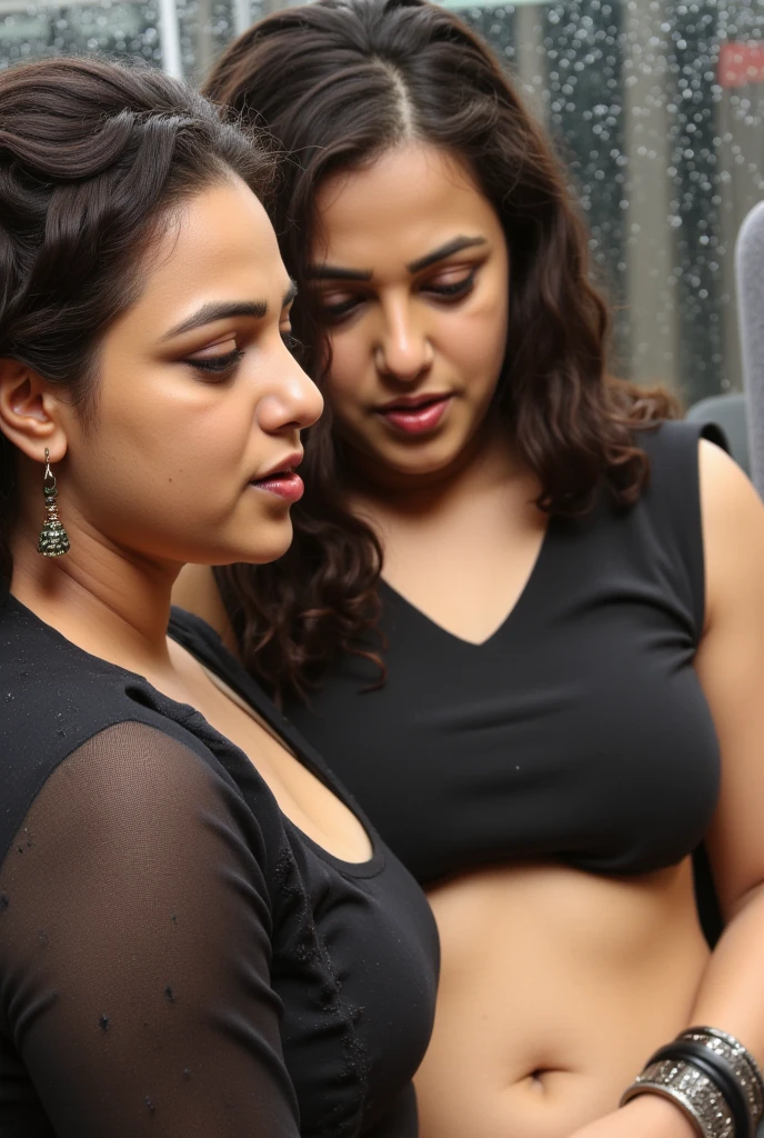 Day scene,kajal and Oldman, Indian black old man, couple pose, a Oldman and kajal in under the water fall, black lace bra and saree, detailed old man, old man gripping kajal waist,big cheeks, curvy, Hollywood lips, wet navel, deep cleavage, necklace, erotic face, 36 yo, ponytail, look at viewer and smile, (cinematic:1.3), intricate details, (ArtStation:1.2),Oldman and beautiful girl posing to viewers, detailed Oldman, old man waist gripping, romantic pose
