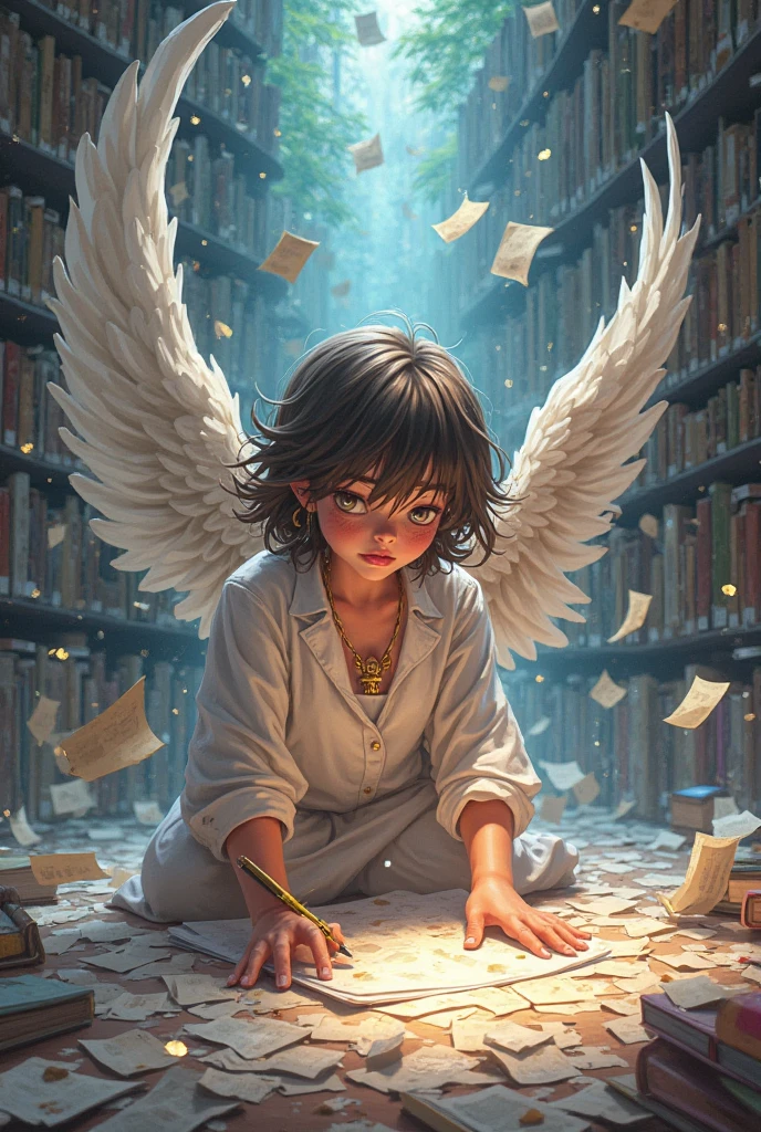 Make a little child with wings holding the holy Bible, uma imagem para capa de livro infantil --auto