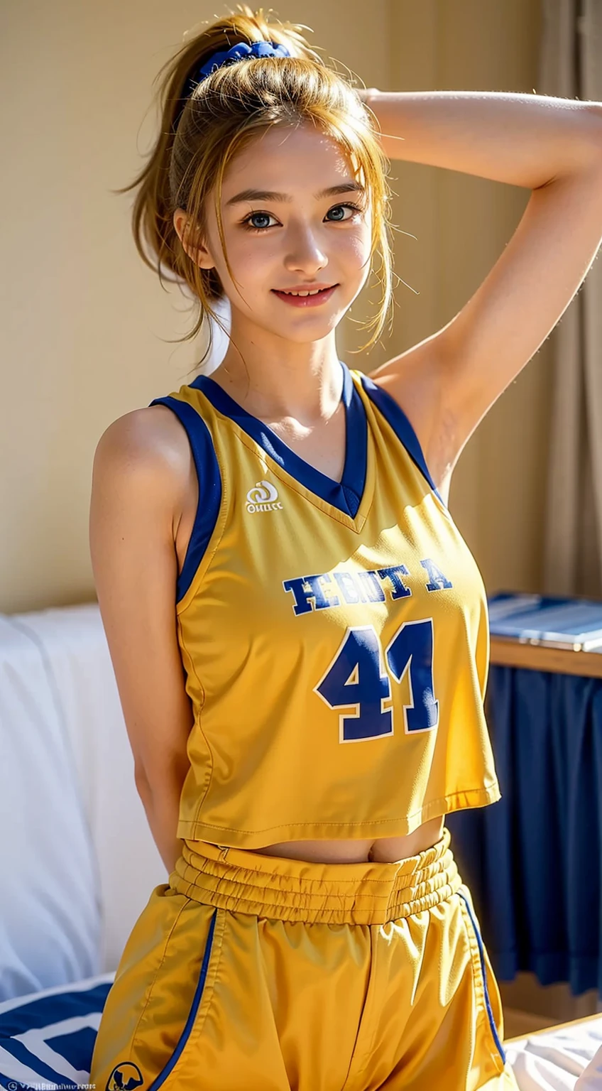 (masterpiece:1.3), (in 8K, Photorealsitic, Raw photography, Top image quality: 1.4), japanes, (1girl in), a beauty girl, (((Volleyball uniform with white upper body、Dark blue bloomers))), Bloomers (Bloomers in Japan School, Seamless design, Bloomers are dark blue, tight fitted、Bloomers are a thin fabric with elasticity、The length of the bloomer is from the navel), Weight Training Room、(Face like the real thing), Beautiful hairstyle, realisticeyes, Eyes in Beautiful Details, (real looking skin), Beautiful skins, enticing, 超A high resolution, A hyper-realistic, high detailing, the golden ratio, (Detal Face:1.2), see the beholder,masutepiece, Best Quality, Ultra-detailed, finely detail, hight resolution, Composition of the whole body、Glossy thighs、超A high resolution、professionally lit、Photon mapping、Radio City、physically-based renderingt、Cinematic lighting、depth of fields,Focusing,Sun'rays,Good composition,(Bokeh:1.2), (((1 girl of 20 years))), Double eyes、 Pose、Bold 、Beautiful detailed eyes, fitness wear, Natural Color Lip,Photorealsitic、realisitic、solo、Photorealsitic、top-quality、extra detailed face、extremely detailed eye and face、beatiful detailed eyes、absurderes、incredibly absurdness、Brown hair、Wavy hairstyle、Middle hair、(extremely details CG、8K Wallpapers)、(extremely delicate and beautiful)、beautiful lighting、Perfect litthing、realistic shadow、Detailed skin、ultra-detailliert、detailed faces and eyes、Realistic eyes、Sharp pupils、beauitful face、plein air、japanese high school、blurry backround、shinny skin、Blunt bangs、Full body composition, looking in camera, Japan Female, 20 years old, Perfect beauty, Pore-visible texture, Perfect facial features, clear , clear , Beautiful toned body, open、The number of fingers is 5、