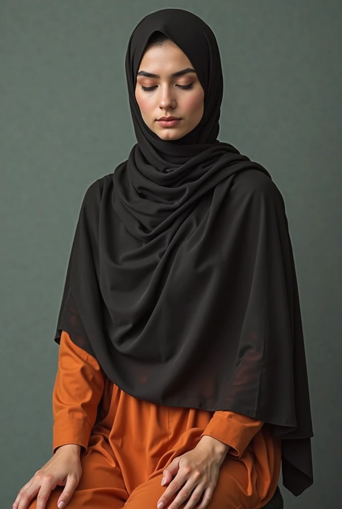 School girl  with gray color hejab with nose paty 