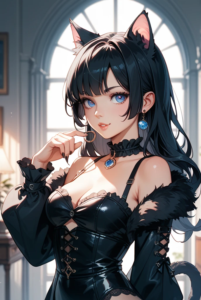 Meisterwerk, Yennefer of Vengerberg, Detailreiches, sexy Gothic-Kleid mit tiefem Ausschnitt, aufwendig detaillierter Hintergrund, (UHD, 8k-Hintergrundbild, high resolution), filmische Beleuchtung, award-winning, extrem detaillierte Haut, besonders detailliertes Gesicht, Augen mit hohem Detailreichtum, fotorealistisch, Zeiss 85 mm F/1.4, by Ellen von Unwerth