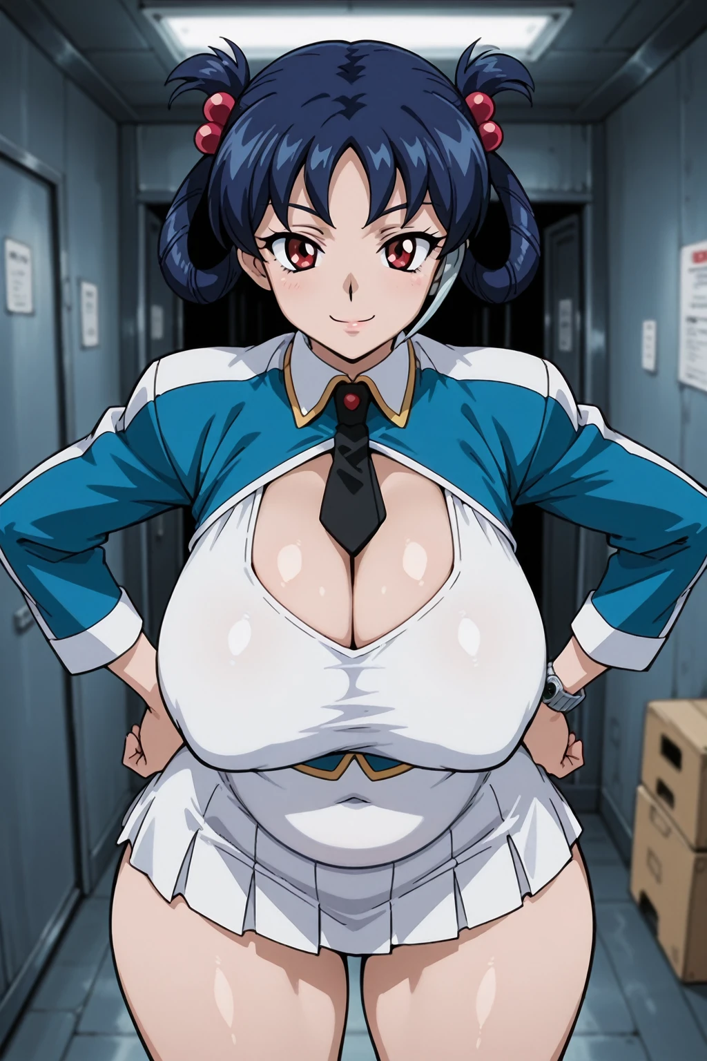 ((skirt lift:1.8)), ((An old man looks into a woman's skirt from below:1.8)), (girl takes off her clothes: 1.8), (A girl and an old man face each other:1.8), 1girl, 1old man, The old man laughs evilly, (gigantic breasts:1.7), Anime cel drawing style, Best Quality, High resolution, gigantic breasts:1.8, bra, Highleg Panties, White sailor suit, Short sleeves, red neckerchief, Blue skirt, blue eyess, Purple hair, Bangs, Side Ponytail, Hair Ornament, embarrassed, fear, blush, looking at viewer, Full body, cowboy shot:1.6, crowded train