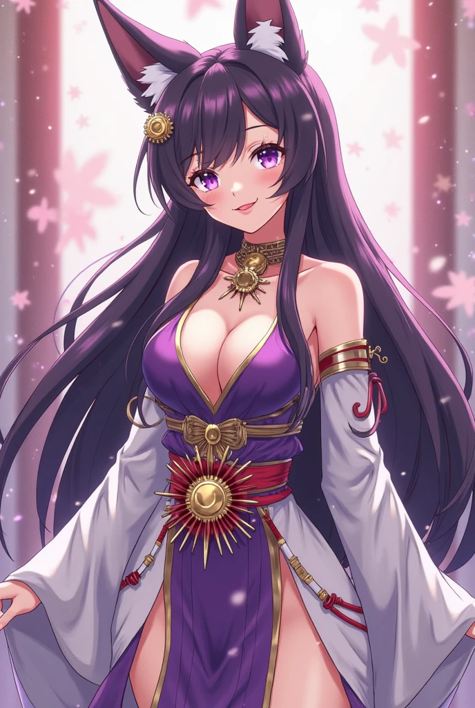 SeaArt creates stunning illustrations of beautiful women in kimono、A beautiful woman smiles and shows her upper white teeth、Vividly colored Japanese Ukiyo-e style illustrations、Brown-black long hair、Beautiful full body style、Beautiful and innovative digital paintings,、 Detailed digital anime art、Beautiful anime portraits、