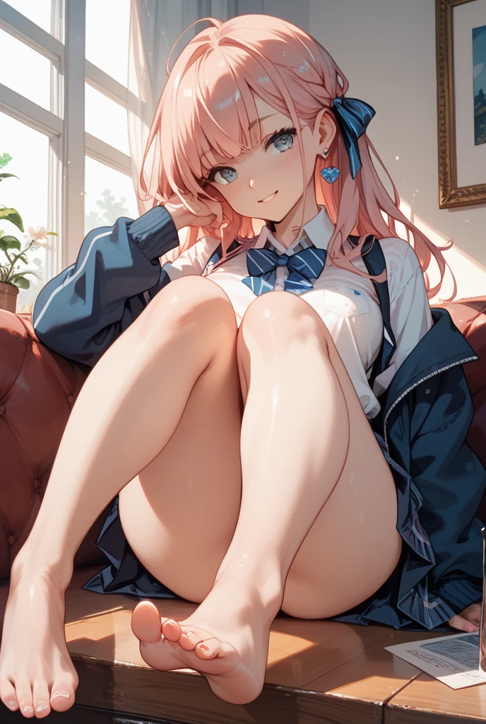 (Highest quality:1.24K, 8k, Studio Anime, Very detailed, Latest, Vibrant, High detail, High Contrast, masterpiece:1.2, Highest quality, Best aesthetics), (((1 Girl))), Sit and pose, JK, Sailor suit, Pleated skirt, loose socks, loafers, Please open your mouth a little:1.2, smile, Dynamic Angle, look up:1.3, Friendly atmosphere, Beautiful Hair, Shiny Hair, Beautiful Skin, Detailed face and eyes, Glossy Lips, Curvy Women, Striking contrast,