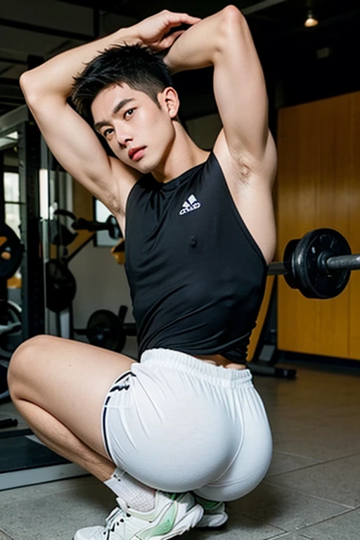SFW, Very bushy hairy armpits, hairy public, hairy crotch, See through white shirt, Super Realistic photography, PROUDLY SHOWING OFF HIS BODY, white uniform shirt, UNIFORM, Cute teeb student Wearing uniform shirt, NO PANTS, CLOSED UP DETAILED, sexy student, wearing soaked unbutton white shirt, ABS EXPOSED, Very wet body, very wet, crowded classroom, wearing socks, pantless just wearing soaked white micro undies, Showing off his very hairy armpits, Slim fit body, teenager, very cute boy face, 17 years old boy, Very young teenager boy, Amazing classroom scenery, in the middle of Crowded classroom, dickprint, Sweat dripping all over the body, Proudly showing off his sweaty very hairy armpits to student in the classroom, The colors are bright and vibrant, enhancing the overall aesthetic. The lighting is soft and natural, casting a soft glow on the boy, don't merge body's, detailed eyes and lips, sixpack and fit body. Image quality is of the highest standard, with ultra-detailed features and a realistic appearance.
