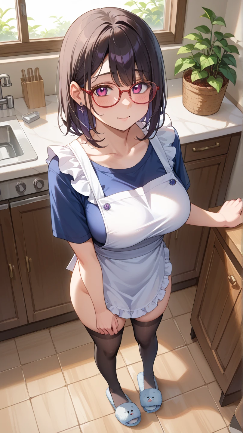 (from above:1.2), (perky chest:1.2), (pointed chest:1.2), dark bronde hair,long hair,side ponytail,((japanse beatiful girl:1.3)) ((random uniforms:1.4)) ((panty shot:1.1)) ,((random cute skirt:1.3)) ((in the cooking room:1.3)) ((thin_fabric:1.4)) ((random sexy pose:1.3)) ((small breasts:1.2)) ((close-up:1.2)) best quality,masterpiece,ultra high res,(photorealistic:1.4),raw photo,(Authentic skin texture:1.3),character portrait,garter stocking, cleavage:1.1,narrow waist,cowboy shot,(expression),1girl,beautiful detailed eyes and face,white jabot,brown eyes, ((full body:0.5)) ,((the skirt is floating in the wind:1.2))、silver purple panties、(black,hair,short bob with short pony tail hair)) ,(with sparkling eyes and a contagious smile),Real World, Natural light,perfect Natural light, Looking at Viewer,