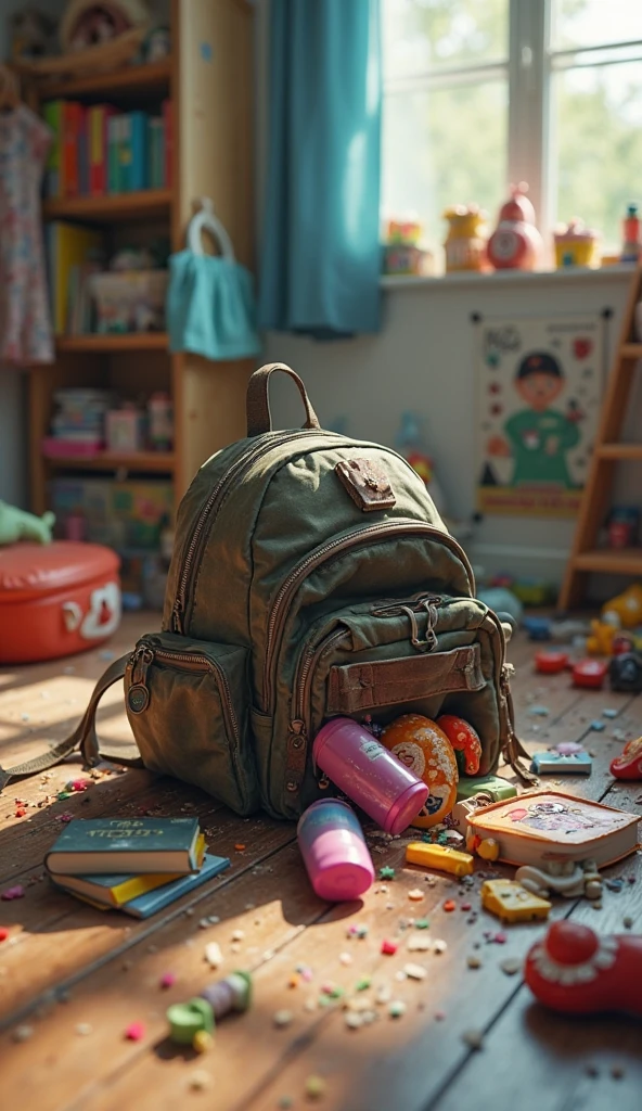 Ponytail hair Kurdish teen with backpack in room tin body