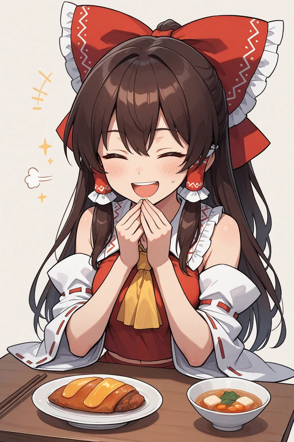  gesture, 1girl, solo, hakurei reimu, tongue out