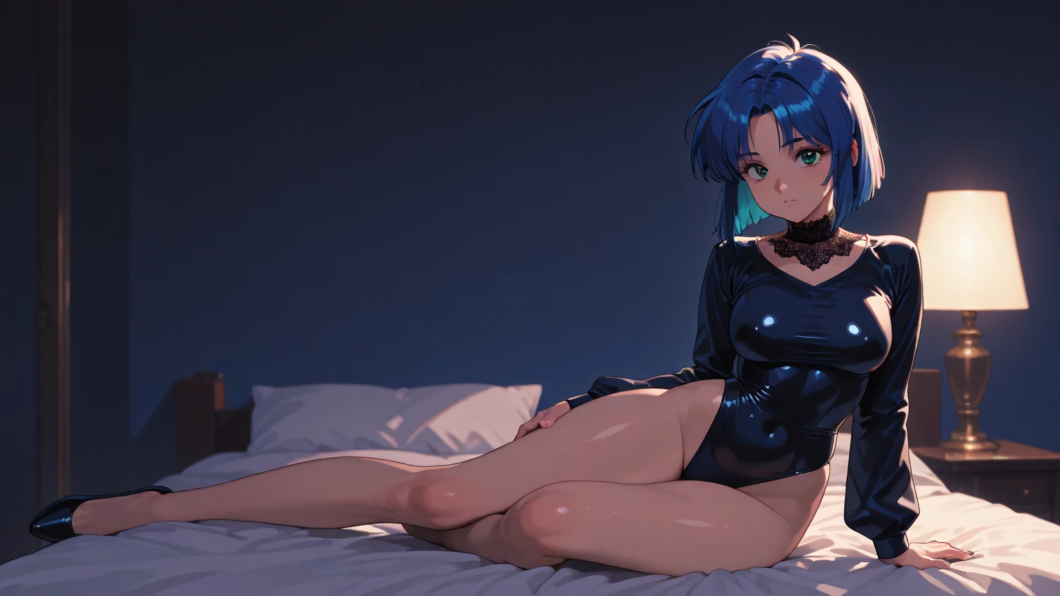 Masterpiece, best quality, extremely detailed artwork, award winning, 16k resolution, illustration.
(hyper-realistic:1.4)
(medium shot:1.5) (Night, night time:1.4)
Rem from rezero, (remrin), blue hair, short hair, (hair over one eye:1.3), blue eyes,
intricate lace, white thighhighs, big breasts,
NSFW, (NAKED BREASTS:1.5), ((undressing panty pull:1.5)), looking at viewer, strongly ashamed, embarrassed, blushing, sexy,
Indoors, castle, bedroom, big window, nighttime, moon