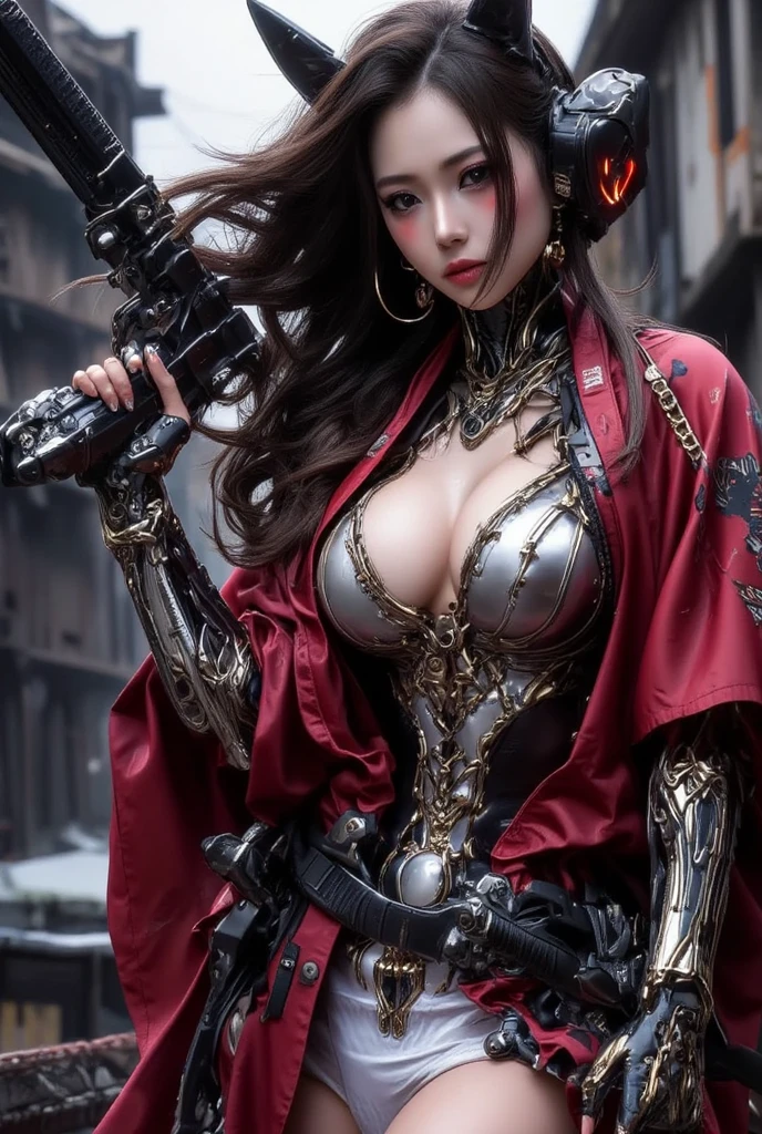 Zerg Queen Beautiful Girl: Ranlinger, 18 years old with slim body, (reaper, evil:1.6), white silver Messy Hair, beautiful Perfect Face, Soft Skin, Perfect Face, Yasutomo Oka's painting style, Big firm Breasts, hard nipples, Sexy, Sharp Eyes, Break, dynamic sexy poses, sweat, wearing dark red long coat, cleavage is exposed, black long skirt, black boots, Add light purple and purple, Add Light Red, Intricate details, Splash screen, 8K resolution, masterpiece,(military medals, dark huge palace, huge evil statue, zombies:1.4), (bloody, dark angels. Ruthless, dignified, mad, brutal:1.3), Sharp Eyes, Break