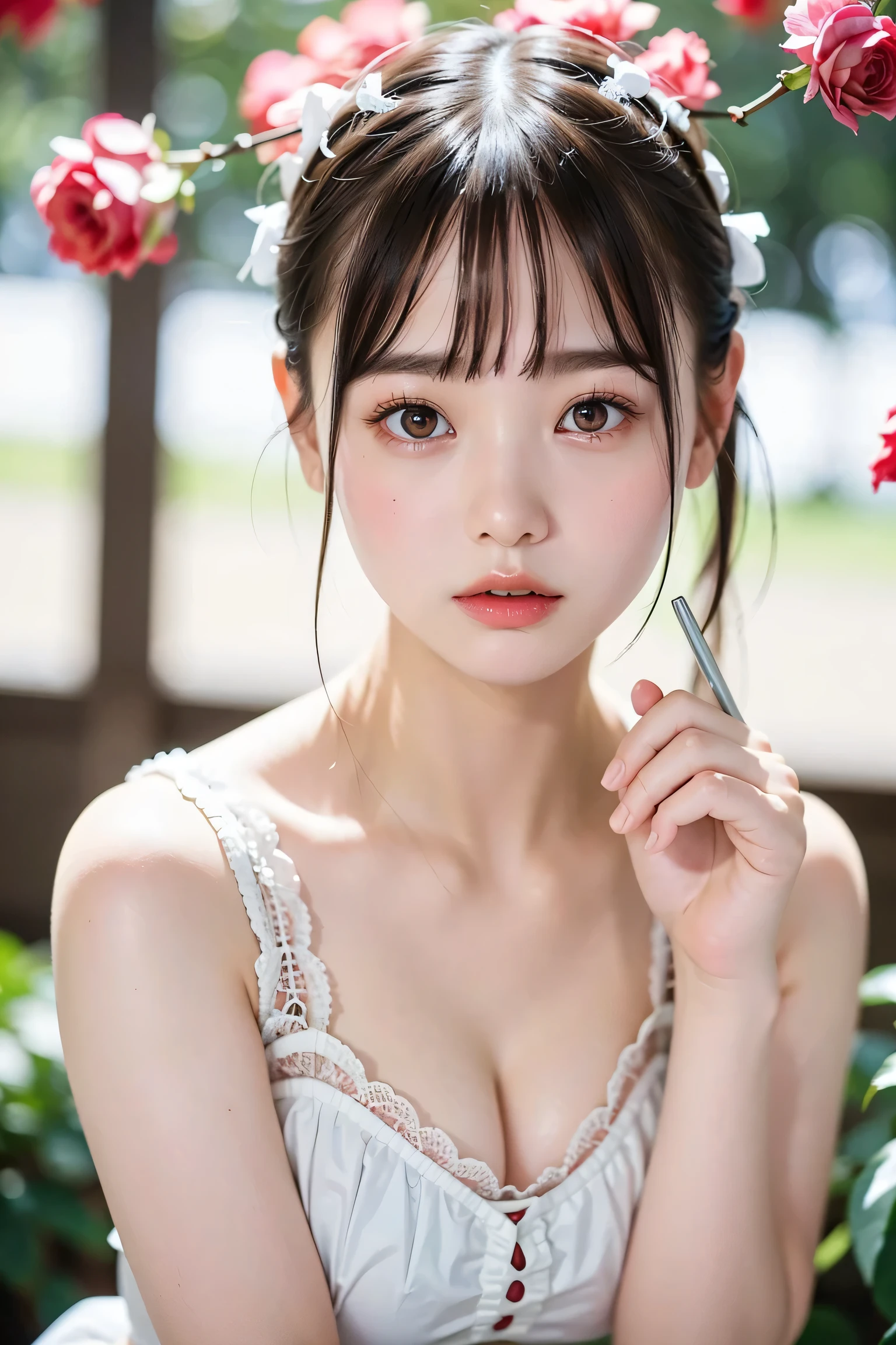 (Large breast:1.4),(compete swimsuit:1.4),(Best quality,masterpiece,ultra high res,(photorealistic:1.4),1girl,(16 years old:1.4),(partially unbuttoned:1.5),