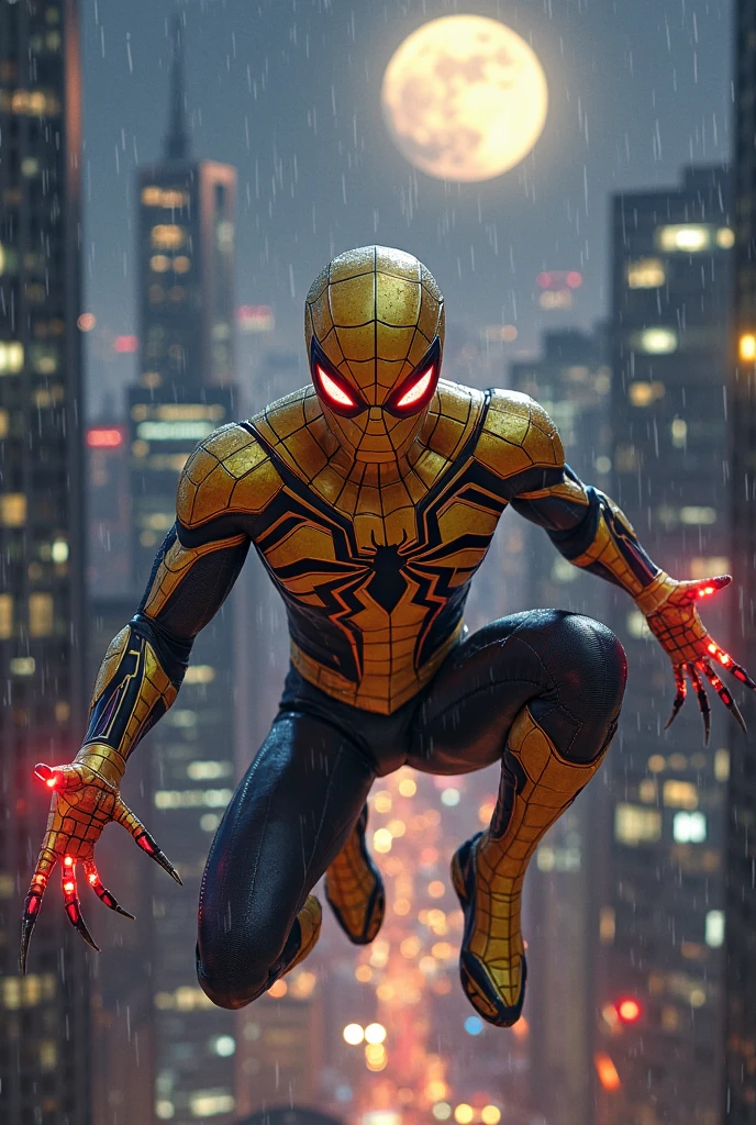 Spider-Man, Cyberpunk, Golden 8k.
