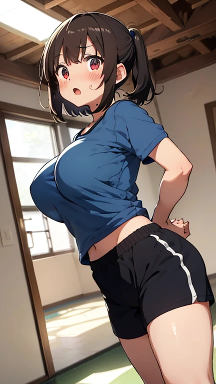 Bobcut、Black-haired 、School、White tank top、Desperate form、Sweaty all over、indoor、Lie、Many male students are watching、Composition from below、Huge breasts、Plain white panties、in motion、Grit your teeth、Squat、Legs open more than 180 degrees、With legs wide open、Embarrassing、Fully exposed