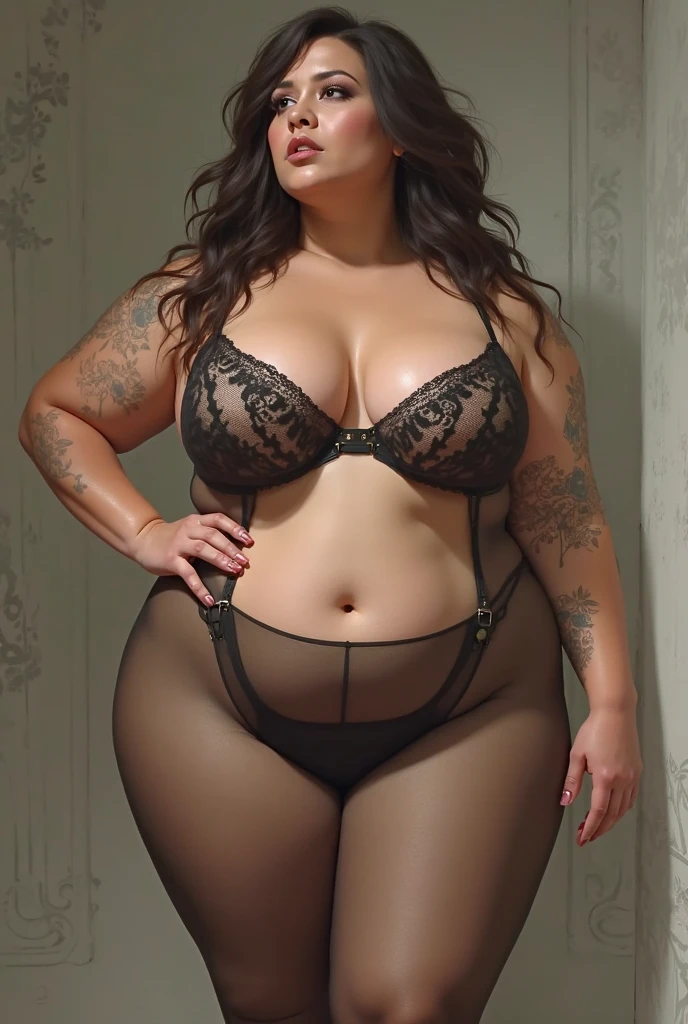 full body photography, professional studio, best quality, intricate details, male femboy, jock, curvy, thick thighs, round fat ass, micro thong, argentine, smooth skin, fishnets, hard nipples
