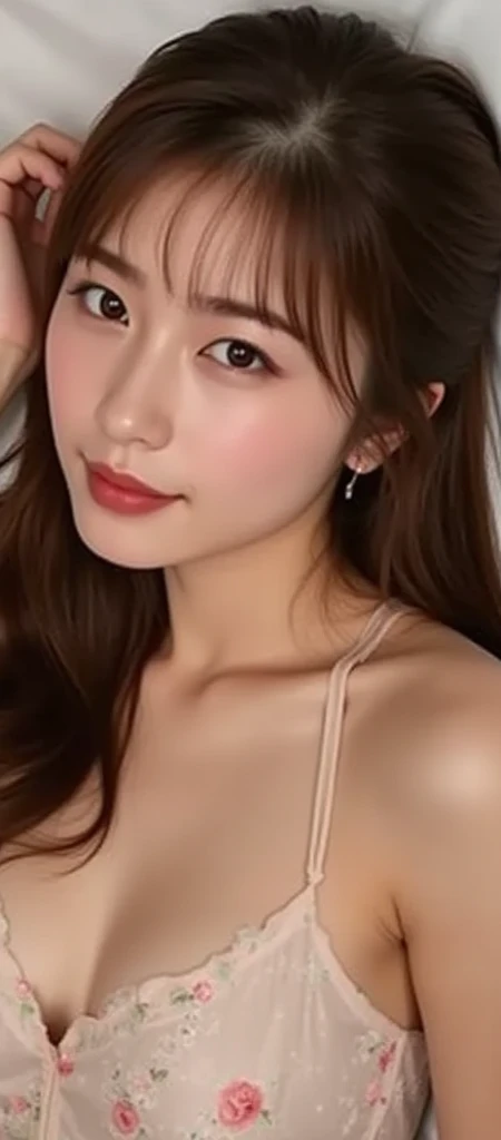 (masterpiece:1.3), high resolution, ultra detailed, extremely detailed CG unity 8k wallpaper, realistic, photo-realistic, RAW photo, beautiful detailed face, pale skin, realistic glistening skin, detailed cloth texture, detailed hair texture, Perfect body, Beautiful Face, accurate, Anatomically correct, Highly detailed face and skin texture, natural neck length, (beautiful hands), (fair skin:1.1), (well-aligned teeth:1.1), (Sweaty skin:1.2), 
BREAK, 
Detailed eyes, symmetric eyes, Light Brown eyes, Double eyelids, Thin eyebrows, (Glossy lips:1.4), ((A face with waiting for a kiss:1.2)), (blush:1.1), (A sparkling small hair accessory:1.1), (beautiful smile:1.1), 
BREAK, 
(A classy and Cute female announcer:1.3), (nude, nsfw, nipple:1.4), 
BREAK, 
medium large breasts, slender figure, firm abs, 
((half updo, black hair, bangs:1.2)),  (cowboy shot:1.2), (looking at viewer:1.3),  (((front face:1.3)))
BREAK, 
 ((((sitting by a table in the TV studio:1.3))), (((reading news during news program:1.3))), 