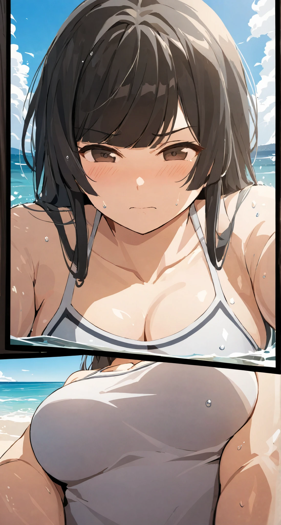 fine、tomboy、bikini、Swimwear、2 girls、Flirting、Big Breasts