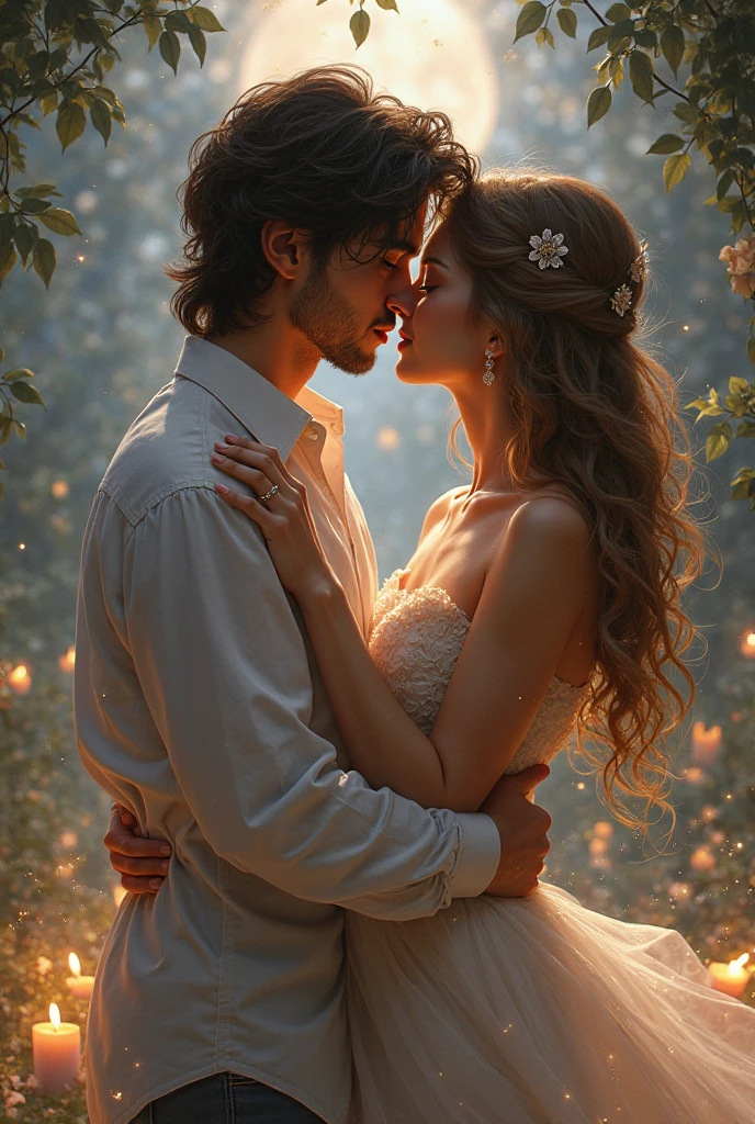 (best quality,4k,8k,high resolution,masterpiece:1.2),super detailed,(actual,photoactual,photo-actual:1.37),romantic movie scene,(movie lighting:1.5),romantic movie shoot,romantic movie effect,romantic movie atmosphere,romantic movie mood,romantic movie style,Romantic movie vision,romantic movie scene,romantic movie atmosphere,romantic cinematography,romantic movie composition,romantic movie scenes,Romance movie color grading,magical lights,soft focus,Sweet and dreamy atmosphere,Subtle and romantic mood,Gentle and delicate brushstrokes,Soft warm colors,charming close-up,Wide-angle lens,Glance camera movement,Compelling storytelling,elegant clothing,Romantic gestures,cute expression,true emotions,Hiss,intimate communication,golden hour lights,Soft shadows and highlights,lens flare,romantic sheet music,heartfelt dialogue,Subtle background details,Wonderful moments,Magnificent and breathtaking scenery,Warm and inviting color palette,Ethereal and dreamy visual effects,There is a romantic atmosphere in the air,memorable,magical moment,Mesmerizing visuals,warm connection,dreamy and soft focus,Romantic hugs,romantic tension and chemistry,breathtaking romance,Detailed close-ups of intimate moments,A strong emotional connection,passionate kisses and hugs,love beyond time and space,sincere and tender love,Whispering and sharing secrets.
