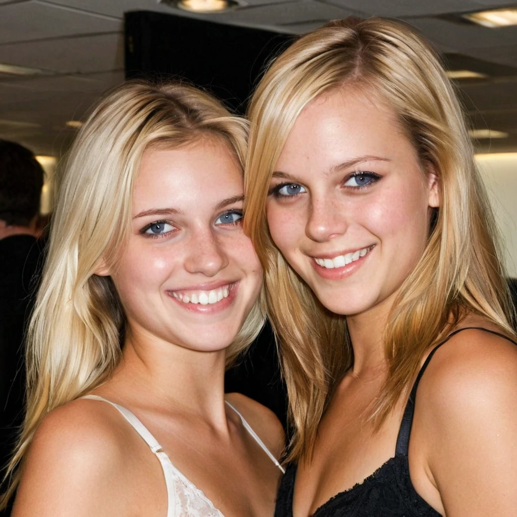Naked blonde with dental brace