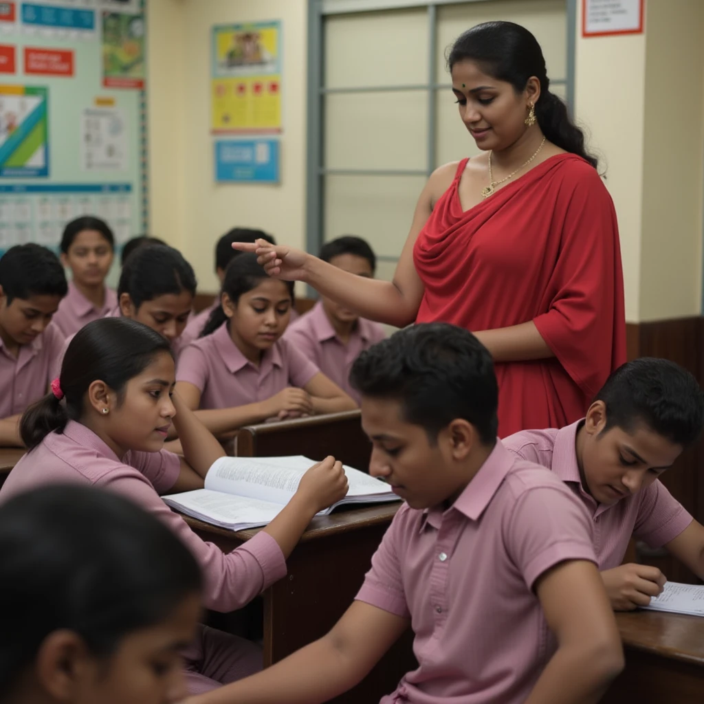 female teacher saree punish student ear
