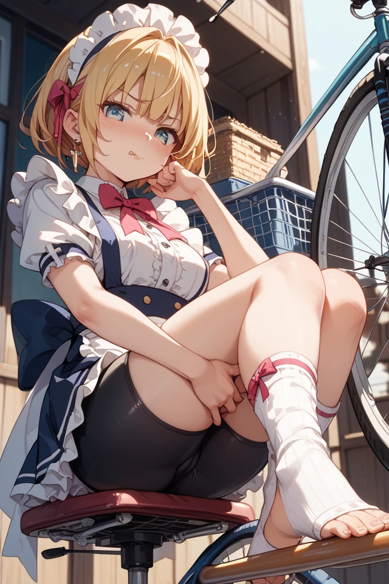 highest quality, masterpiece, detailed, nsfw, 1 girl, (((vagina))),((flat breast)), sitting, 1 leg up high, choker, anklet, nipples, anklet, JK, from below, toe, bare foot, outdoor, ((spread legs)), pussy juice, orgasm, two side up hair, knees away, hold knee, pinch own nipples, put the soles of the feet forward, school blazer, mini plaid skirt, choker, anklet, earring, bracelet, Ribbon, sex toy, lift up bra, nipple, 