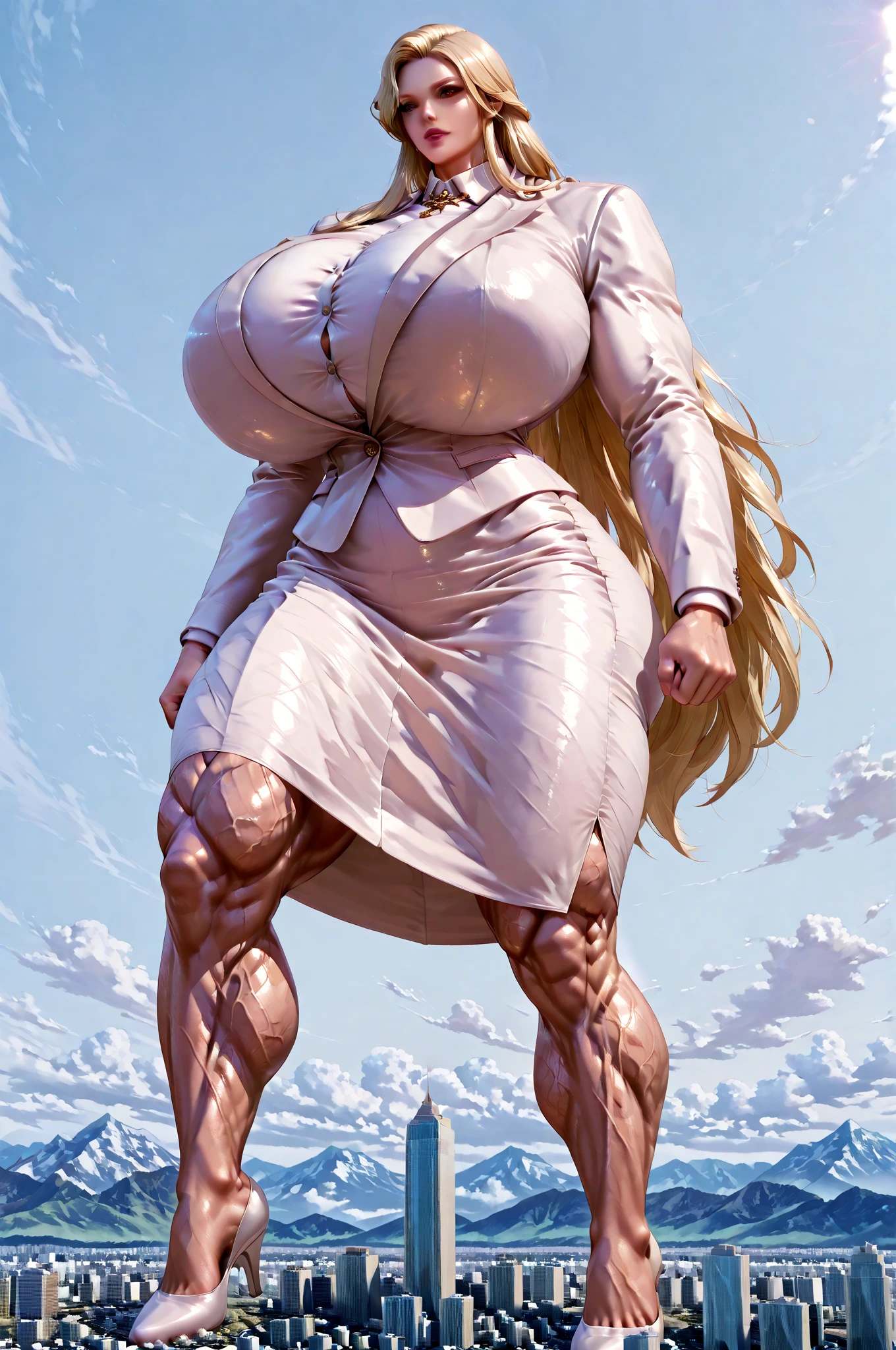 full body of blonde scandinavian goddess, face of elsa hosk, huge breasts, white silk dress with deep cleavage, bare feet, amber necklace, light blue eyes, golden blonde wavy hair, red lips, seductive gaze, volumetric lighting, realistic, meadow background, thick thighs, muscular body, jewelry, realistic, raw, analog, woman, photorealistic, analog, realism,