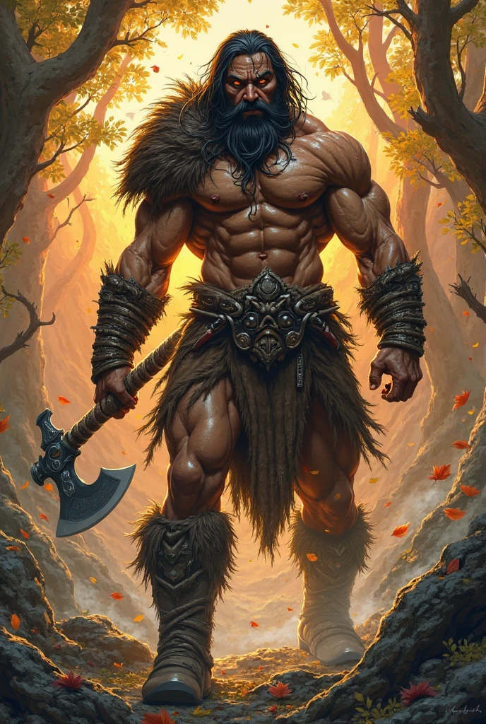 breathtaking Cinematic scene, hero view, Barbarian, a fierce warrior who can enter a battle rage, Dungeons and Dragons <lora:dungeons_and_dragons:1>, action pose, nature, detailed background, masterpiece, best quality, high quality, absurdres . award-winning, professional, highly detailed