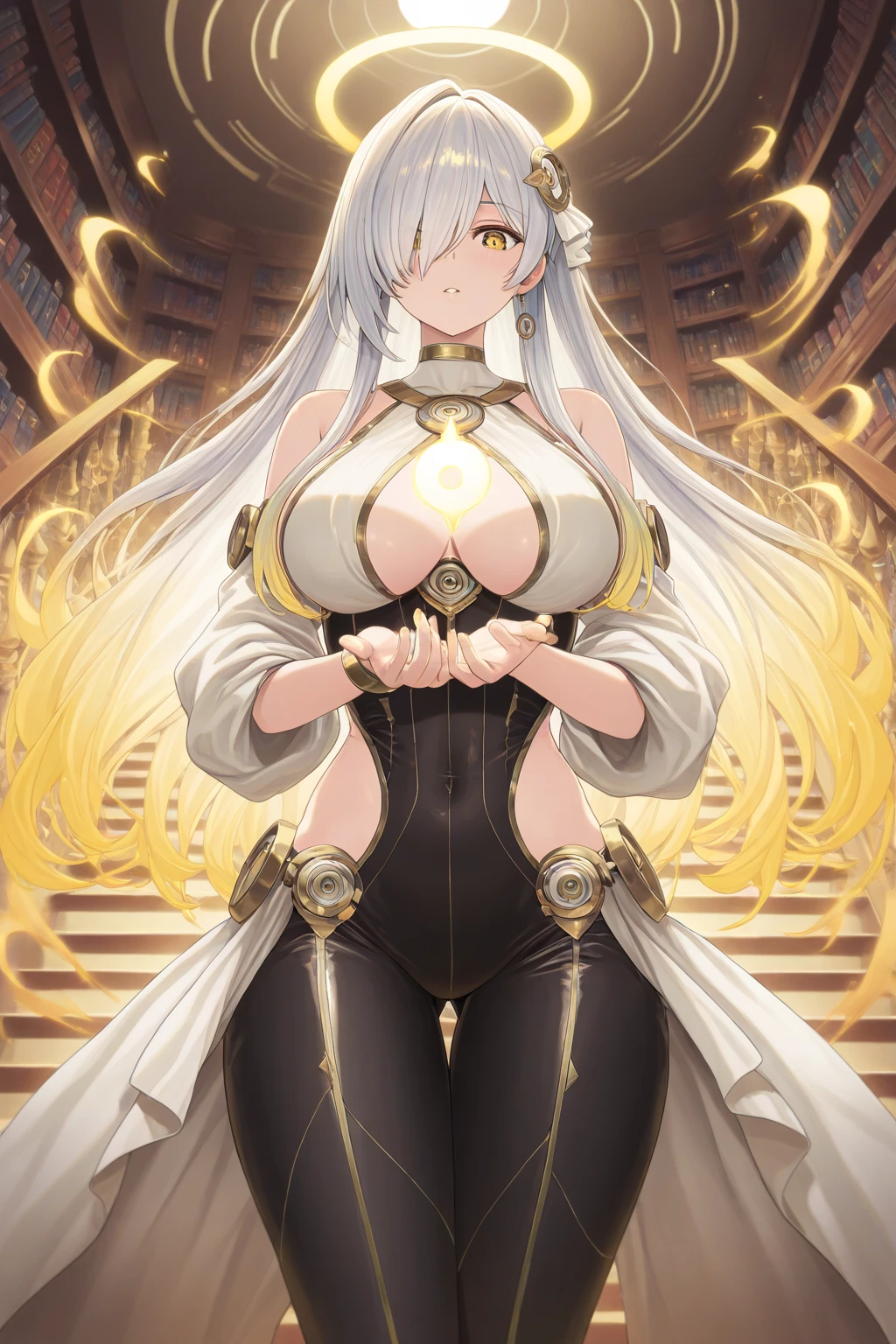 1 Girl,Masterpiece,White hair,Long hair,Ball head,Double tail,Black hair band,Exquisite,Black eyes,White pupil,Dirt rebirth,Green cheongsam,High slit cheongsam,,Huge breasts,Huge breasts,Breast sagging,Side Breast,Can not see,Green high heels,Bend over and bow,Side view,Wet body,The background is the auditorium