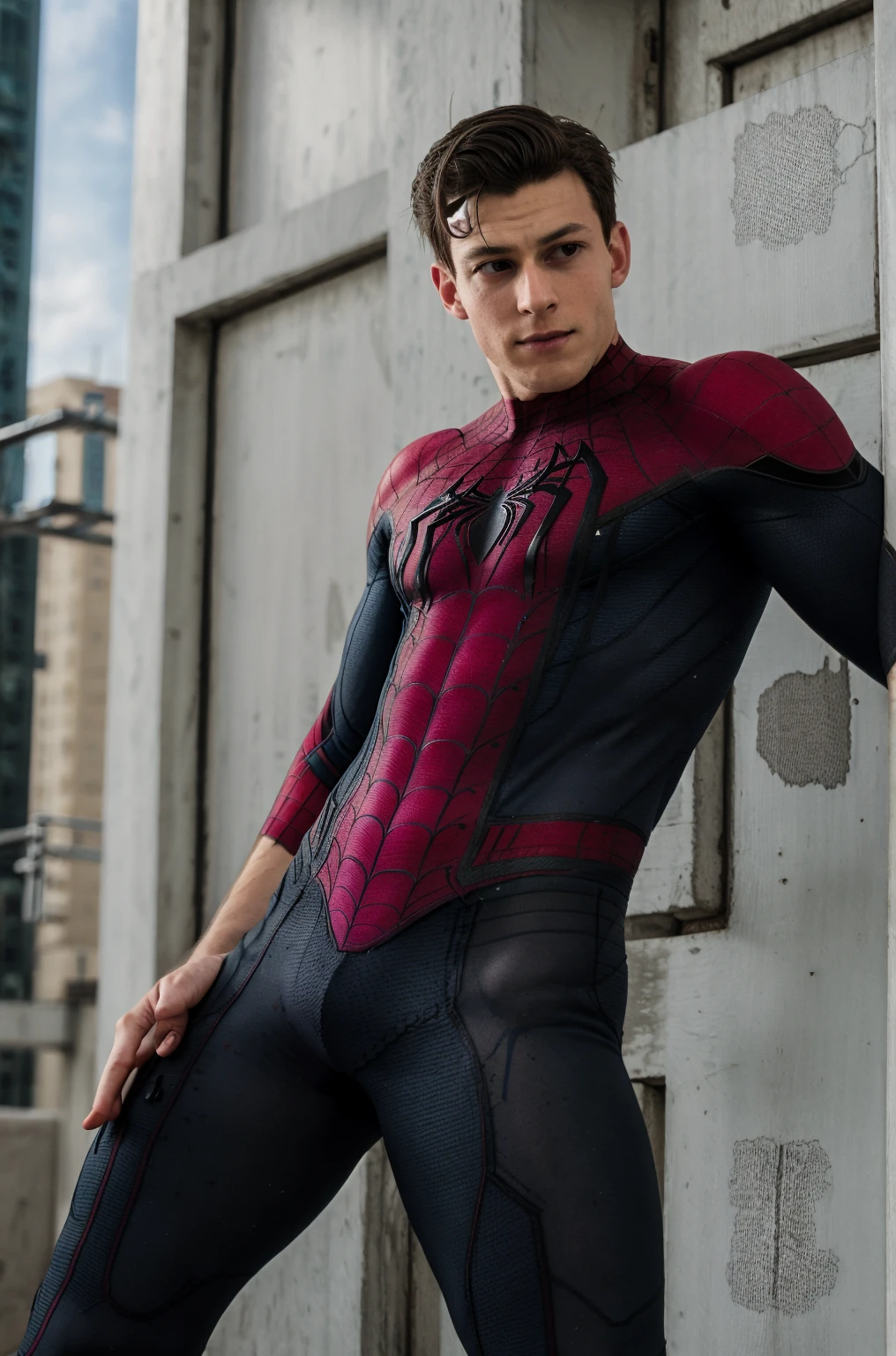 Brenton Thwaites as Spider-Man , realistic character style , realistic art , Spider-Man suit