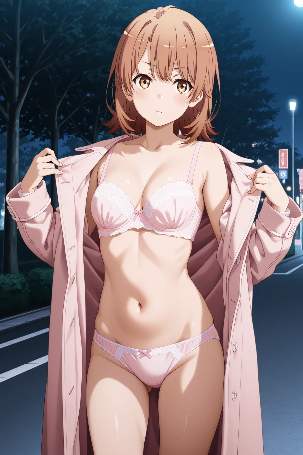 best quality, masterpiece, highres, solo, {night:1.10}, {starry sky:1.10}, beach, beautiful detailed sky, {extremely detailed background:1.20}, {oshieda_atsuko_ahogirl:1.15}, {standing:1.10}, looking at viewer, {bikini:1.30}, short_hair, blonde_hair, purple_eyes, parody, open_mouth, blush, light smile
