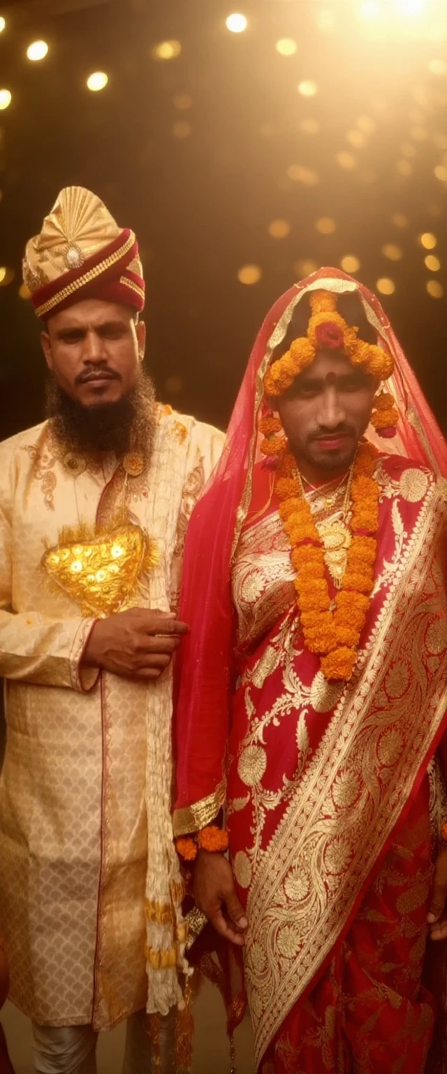 /Hindu pandit giving french kissing to Muslim pregnant women on wedding in hindu temple.