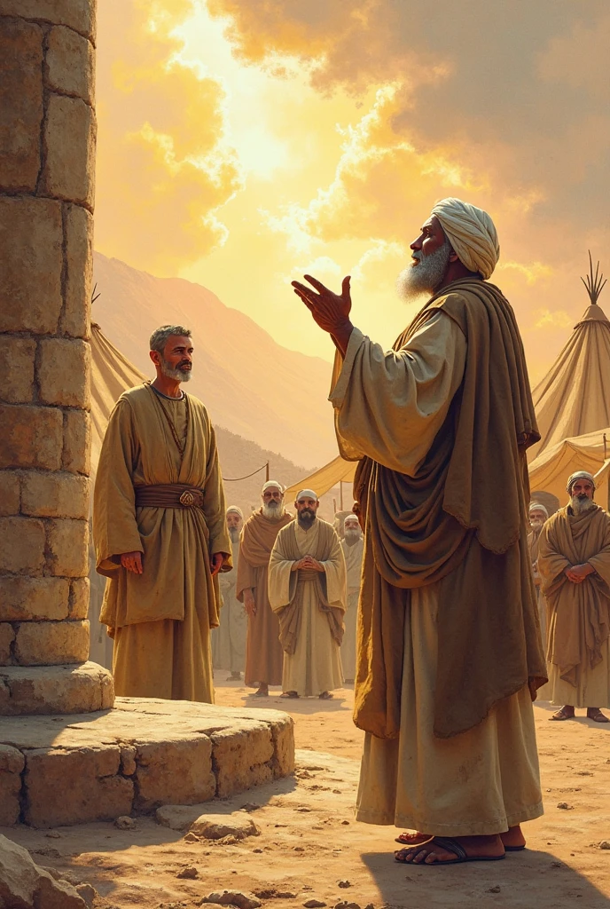 In ancient times, a decrepit man was telling some people about Islam. People's faces cannot be shown.