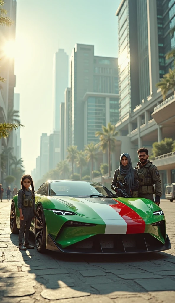 Arabic UAE man standing near a car, a blue GT-R car, drifting background.