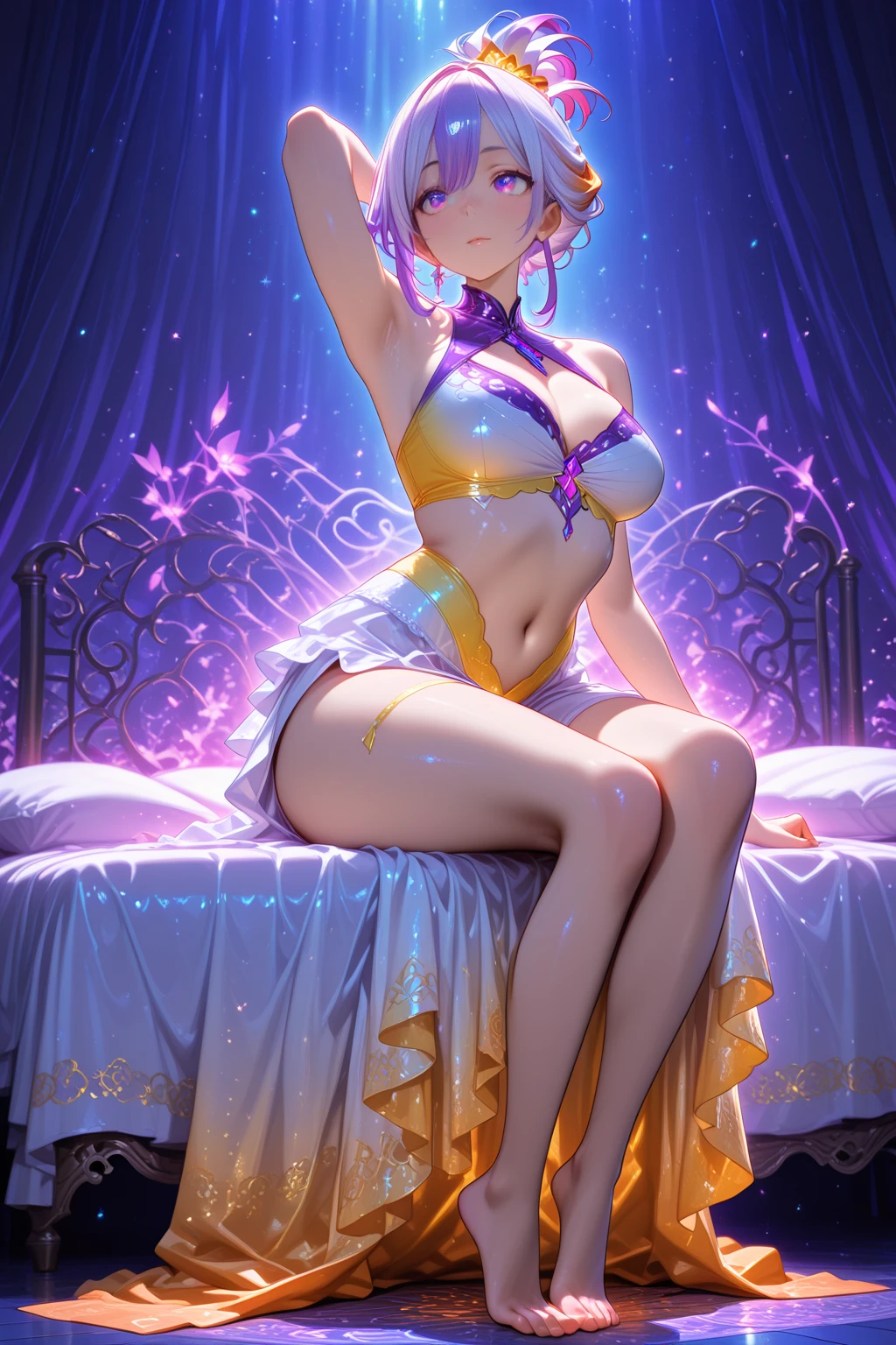 ((Quality: masterpiece, best quality, UHD, anatomically correct, photo realism, textured and detailed skin, skin pores, skin imperfections, textured and detailed hair, volumetric lighting, hyper realistic and detailed background, 30 years old, solo)), whimsical and creative artist woman with a palette of vibrant colors, sexy bunny girl with a (((circular theme, circular elements))), sitting on a round earth globe, (((bright pastel colours))), unconventional clothing 