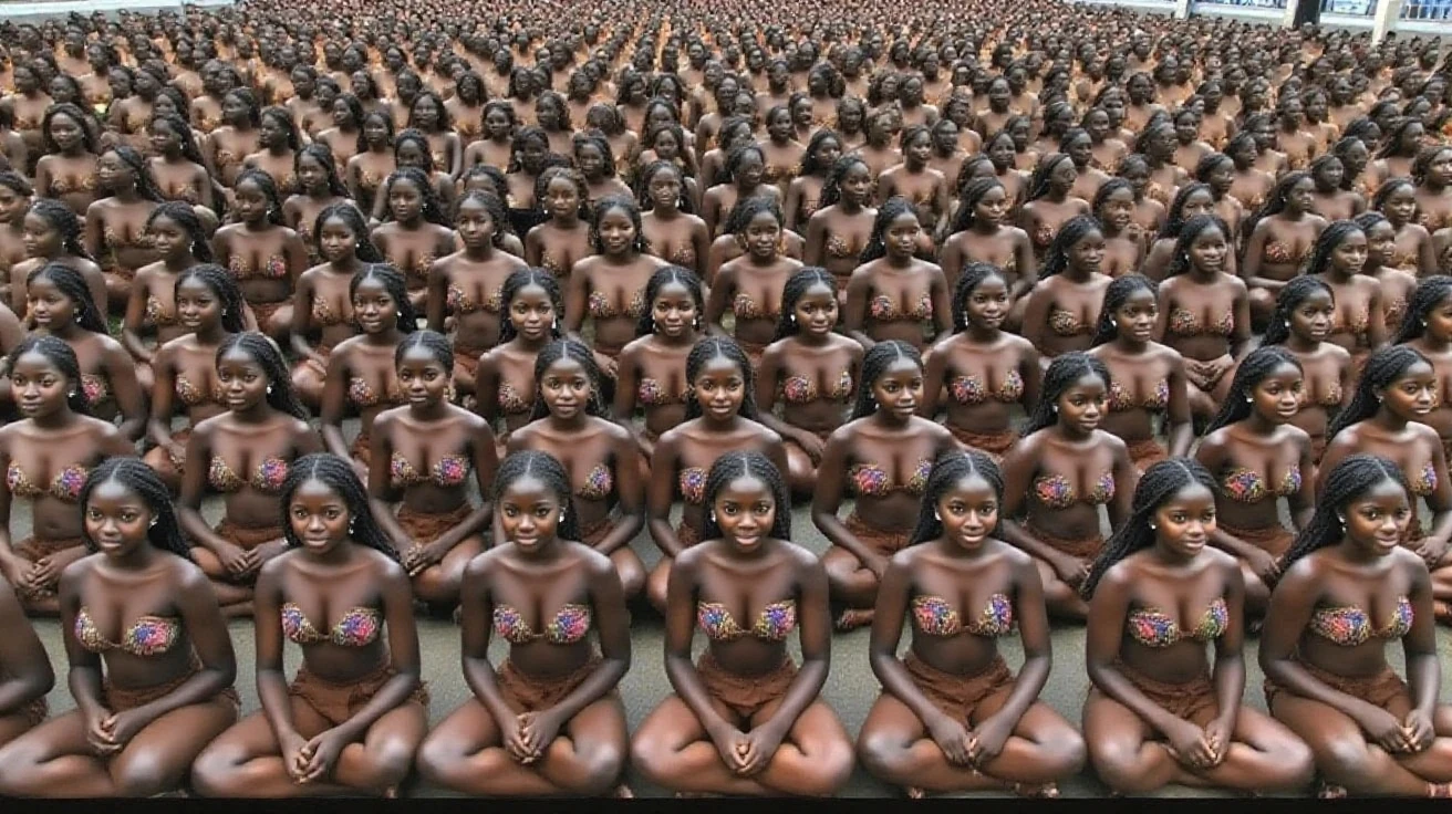 3 africans women, full naked, no clothes, beautifull face, about 55 years old, big heavy natural tits, very tall body, six pack and atlethic body, very hairy pussy, half gray hair, big happy smile, high heels, sun glasses, walking line up in the street, showing pussy, face to viewer