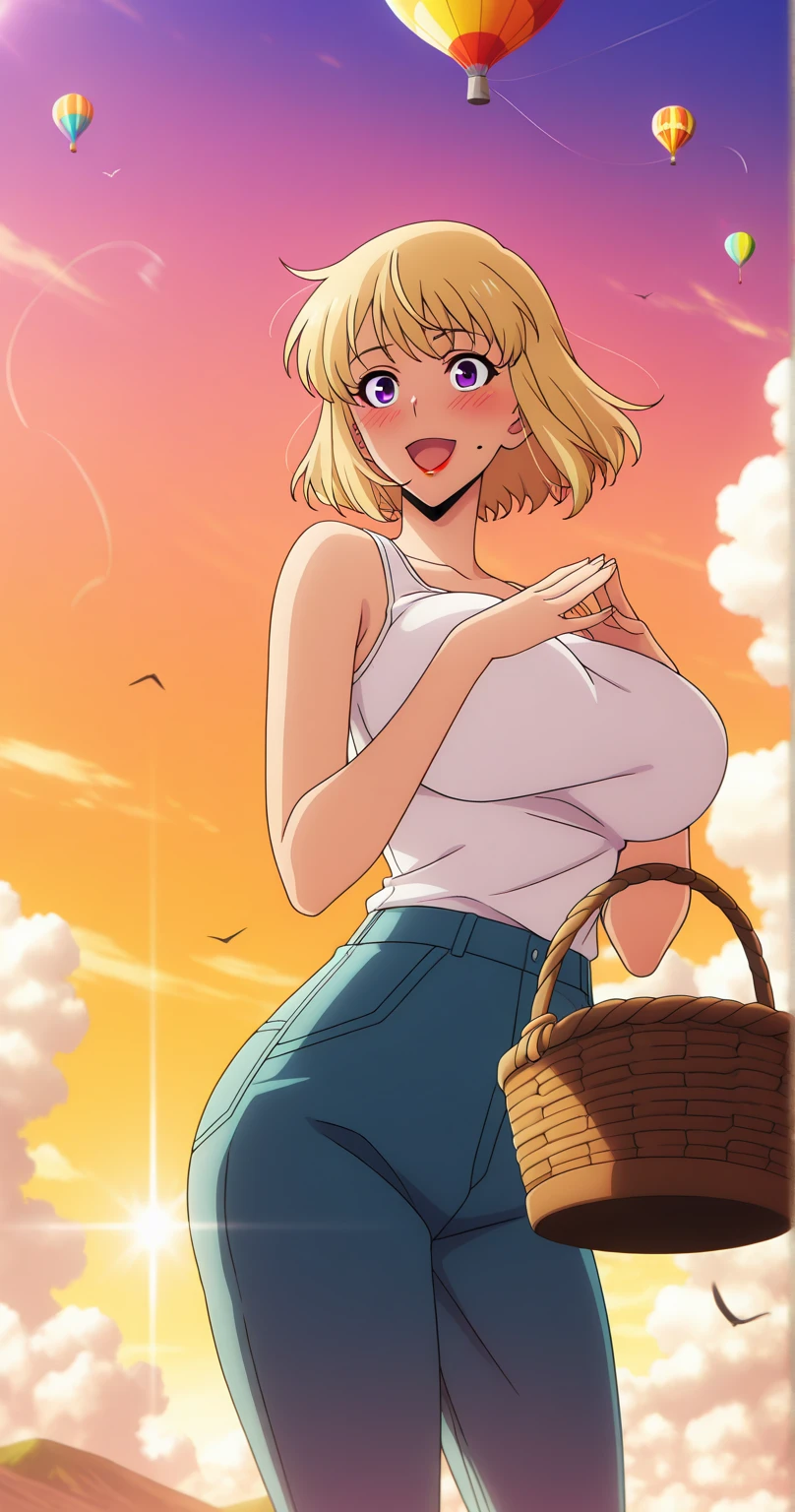 whole body, smile,smile,blush,Big Breasts ,Sexy pose, Pink hat,, Showing nipples,Show your vagina,Put sunglasses on your hat,
