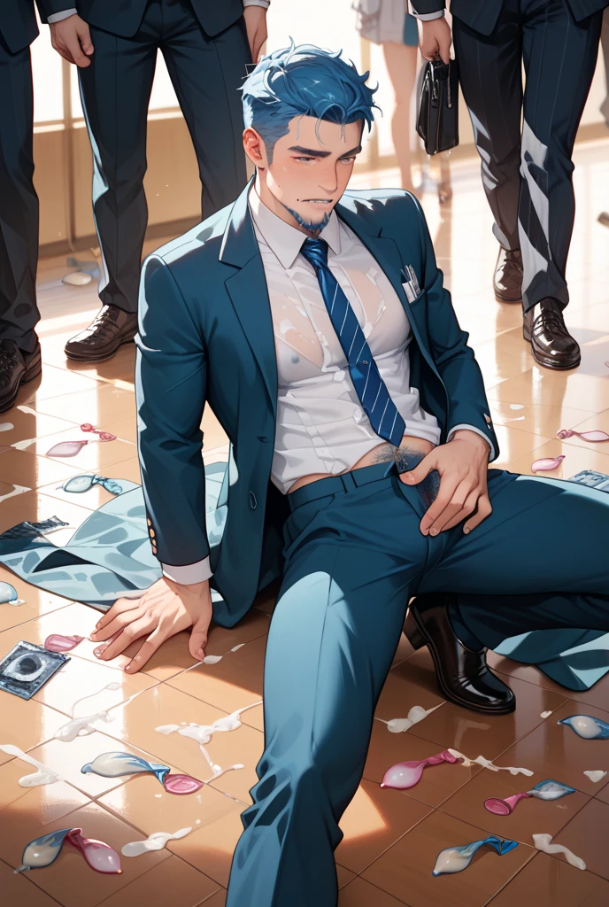 45 yers old,Hidetoshi Nakata ,(Kogoro Mouri 1.3),浴室,A man sits down,Raised butt,leg wide open,Crotch contour,wearing an sexy underwear,with mustache,tmasterpiece,k hd,the feet,Transparent sports vest,semi transparent,black long socks,The barefoot,Thick chest hair,dark-skin,green color,scowling