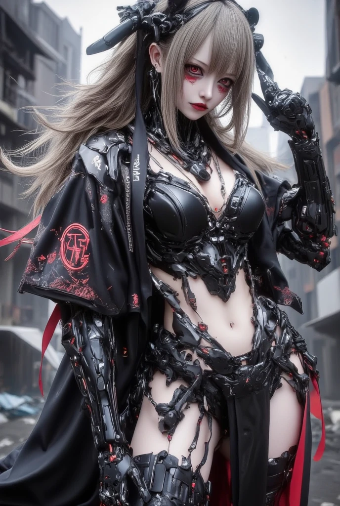 ((​masterpiece:1.4)、(top-quality:1.4)、(reallistic:1.7))、Mercenary troops from another dimension、Cute girl mercenary、Sexy Daughter、1girl in、latex shiny、Latex bodysuit、By Luis Royo、age19、Ultra Ultra Bikini、Looking Back Beauty、Outstanding style、Slender Abs、Anatomically correct limbs、Realistic standard body shape、beauty legs、Beautiful ass、A detailed eye、Raw photo、red-lips、Red high heels、a choker、a necklace、耳Nipple Ring、