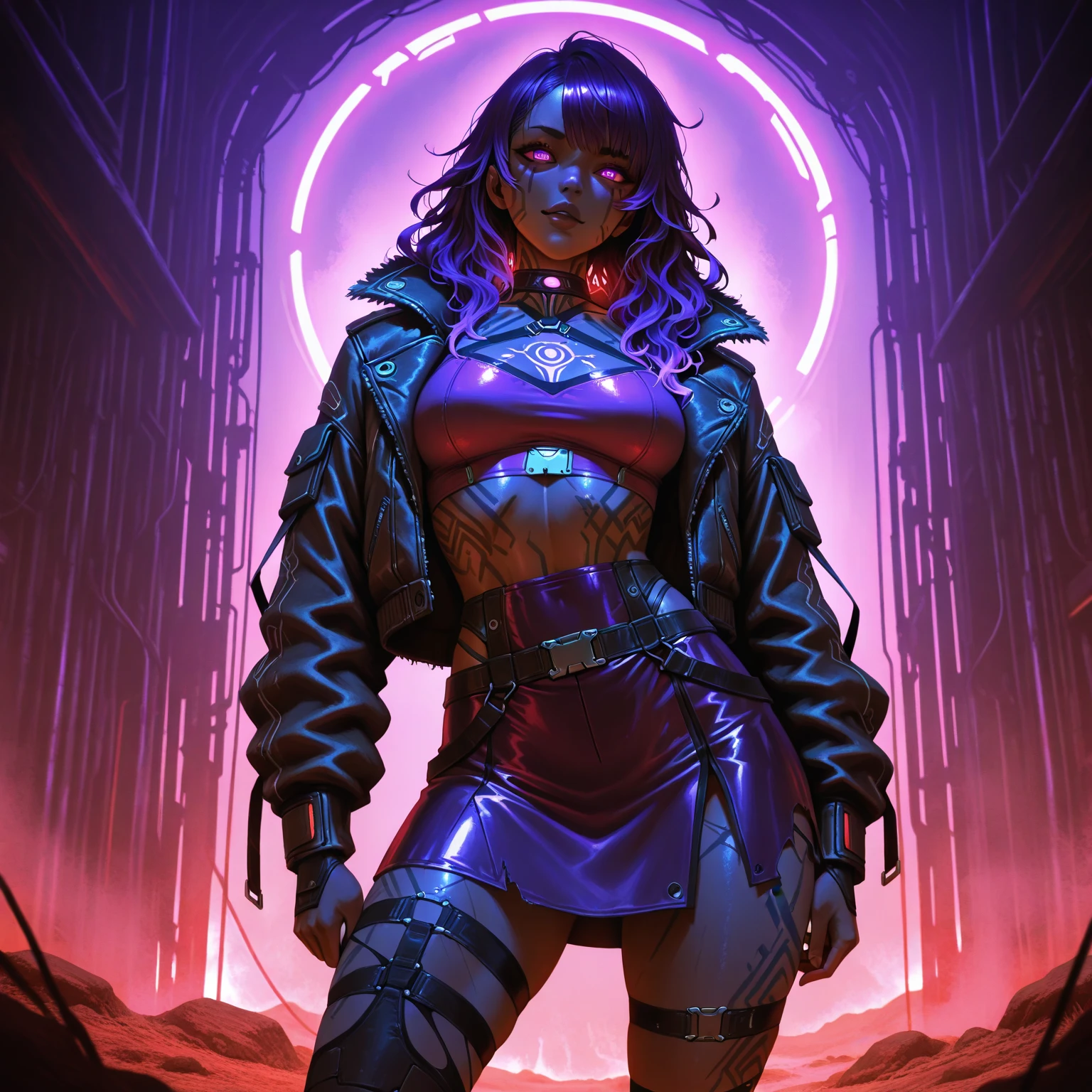 1woman, red skin, black long hair, ponytail, golden glowing eyes, slim fit body, red lightsaber, armor over dark robes, Ray tracing, masutepiece, Best Quality, ultra-quality, absurd details, best light, Best Shadow, sharp, Sharp Image, Detailed, Extremely detailed, great resolution, 8K, 4K, nffsw, particles effect, beautiful effects, Vivid colors, red Neon light, red neons, light,