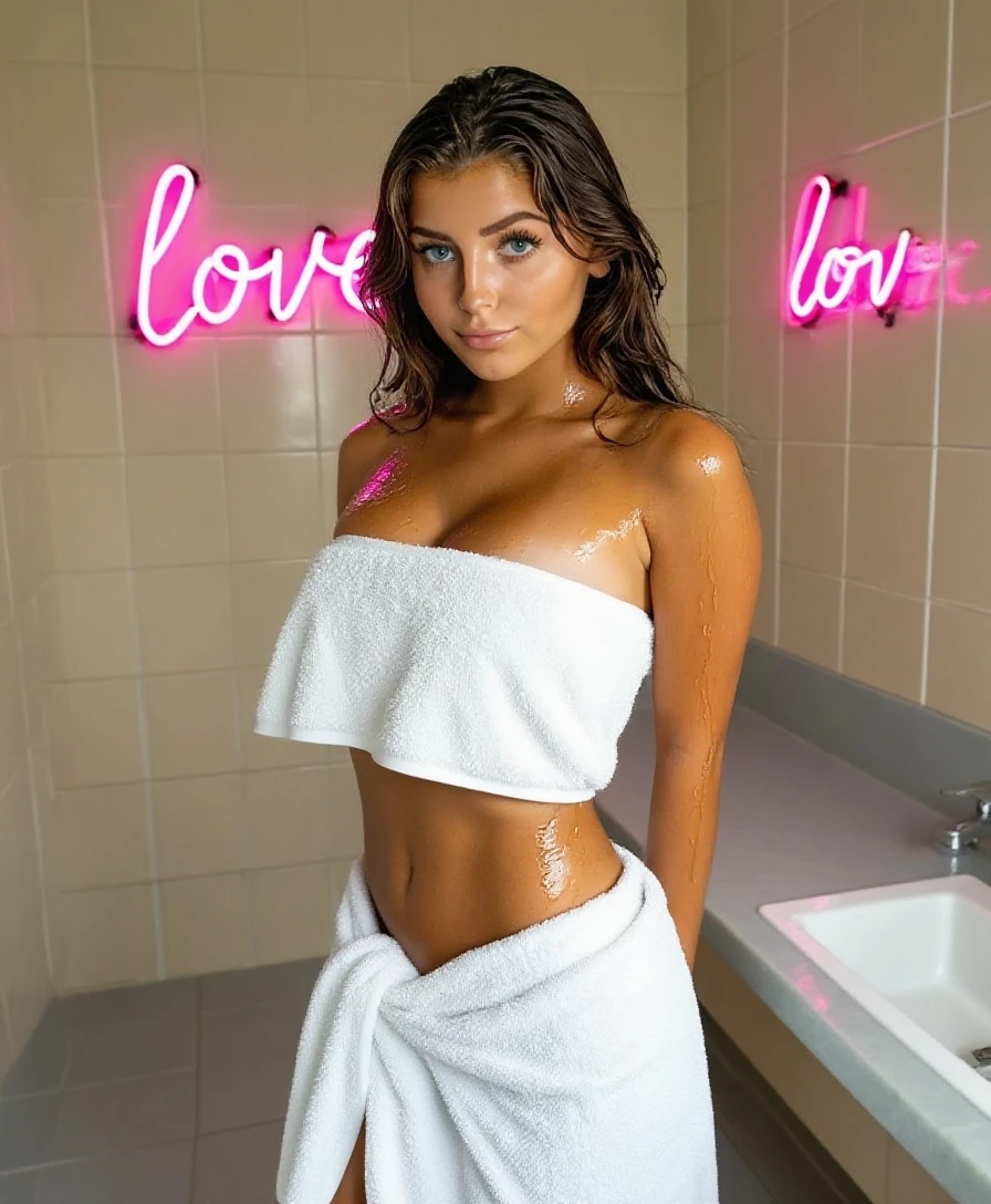 Arafed woman in white bikini posing in a sauna., chica sexy, 18 years, sexy look at the camera, good young girl, sexy body caliente, sexy body, 1 8 son, sexy body and face, beautiful body and face, attractive body, 22 years, cute bikini, Instagram Template, brown hair and a perfect body, (Best Quality, realist, high resolution, HDR:1.2)