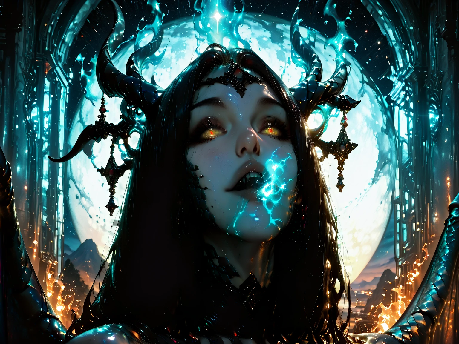 <lora:style-abyssaltech:0.9> <lora:style-gerald_brom-v2-trigger_bromart:0.5> <lora:style-salvador_dali-by_getphat-dali69:0.5> bromart, dali69, banshee, cocktail glass,
ADDBASE
masterpiece, best quality, famous artwork, professional artwork, realistic, (extremely beautiful:1.6) ghostly female banshee (upper body:1.2) (emerges from:1.2) an (abyssaltech cocktail:1.2), very long hair, white hair, abyssal, apparition, ghost, specter, (see-through:1.2), dark energy, dissolving, abyss
ADDROW
masterpiece, best quality, famous artwork, professional artwork, realistic, (dissolving lower body:1.8), (abyssaltech cocktail:1.8), (ornate drinking glass:1.2), glowing blue liquid, (marble floor:1.1),