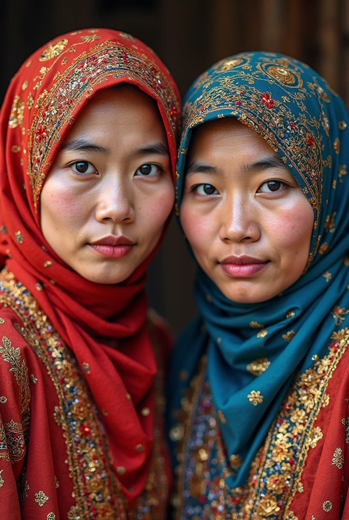 

Imagine a soft turquoise mist forming half the body of a beautiful woman facing the camera wearing traditional Indonesian clothing. under the woman are the words "THE KHILAF" which are clearly legible and spelled correctly. dark black background. close up, typography


