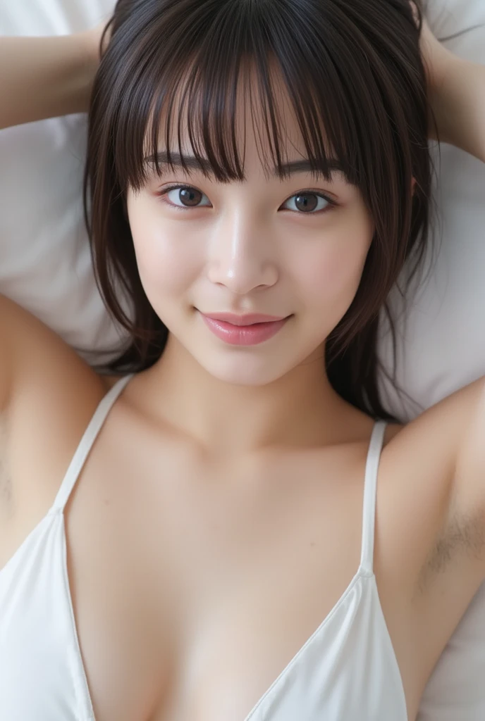 (best quality:1.2), masterpiece, Realistic, Ultra-high resolution,((a beautiful Japanese idol 12 years old woman:1.2)), (Gaunt:1.3), (((Very flat chest:1.4))), ((Baby Face)), focus on armpit, ((show me her armpit)), (sweaty armpit:1.3), ((Armpits are wet and shiny with sweat)), She has skin that sweats easily Soaking wet, Sweaty, I can see my pores, ((Disgust:1.4)), completely nude:1.4, topless:1.5, (I&#39;m teary-eyed), (rabbit ears, black rabbit ears, fake rabbit ears, pantyhose, black pantyhose, bowtie, wrist cuffs:1.3), black leotard, (torture chamber, prison:1.5) ,  (bdsm, bed ,bondage, bound:1.2), (raise up arms:1.3), ((The shape of the pubic area)). (bound arms, bound legs, bound wrists, breast bondage:1.2), (spread legs,frogtie,bound thighs:1.5), (lying, on back:1.5) ,cowboy shot