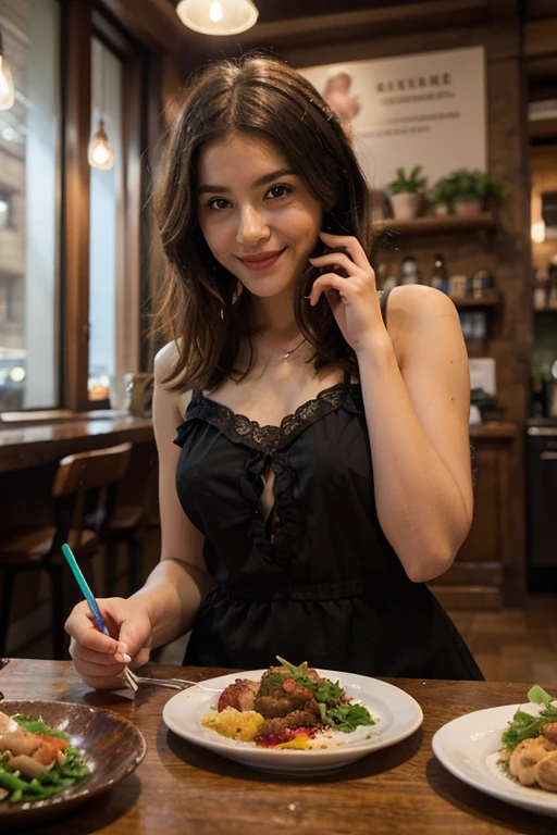 foto de uma koreana cabelos lisos de 24 anos (Mulher de olhos azuis), dentro de um restaurante comendo com comida, curly cabelo, seios grandes, (vestir), (decote), detalhes (texturas! , cabelo! , cor!! , desvantagens: 1.1), olhos brilhantes com muitos detalhes (looking at the camera), SLR Lighting, SLR Camera, ultra-qualidade, nitidez, minimum depth of field, film grain (Centro), Fujifilm XT3, Claro como cristal, frame Centro, rosto bonito, sharp focus, poros detalhados da pele, complex eye detalhes, corpo todo
INFO
