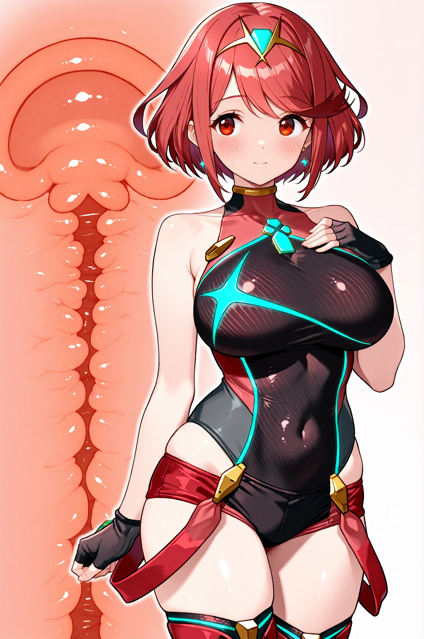 (masterpiece:1.2), (best quality:1.2), extremely detailed, (beautiful face), (perfect face), (perfect hands), highres, 1girl, nala, (nude), completely nude, succubus, navel, full body, choker, short hair, (purple hair:1.2), green eyes, earrings, (pubic tattoo:0.7), ahoge, (huge breasts, deep skin), tattoo <lora:Nala-09_V8:0.3>, jewelry, (horns), demon tail, demon horns, indoors, cross-section, x-ray, monster vagina, cross-section of a very frilly pussy, vagina with extreme texture, uterus, inner pussy, cross-section, uterus, <lora:onaholeDesign:1.2>, grin, uncensored,multiple views, succubus-vagina, tight pussy, tentacles, bikini, red bikini,  <lora:more_details:0.5>