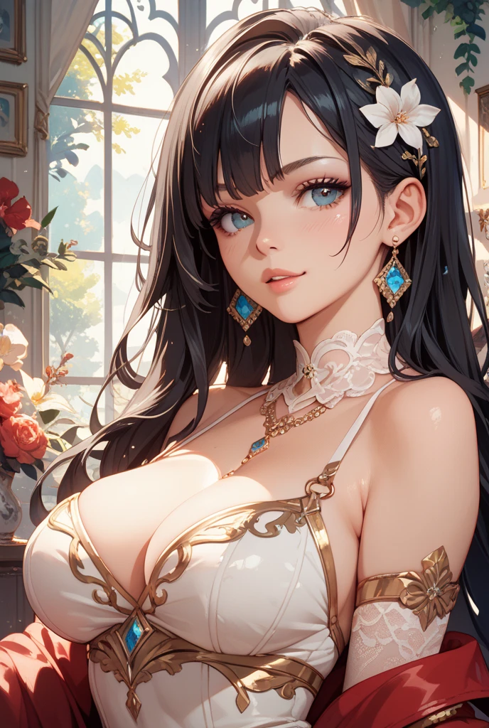 Mature Woman, Looking at the audience, Attractive breasts,Sensual curves、bubble、Full Body Shot,Nightgown, Charming smile, Thick lips, plump唇, blush, Looking at the audience, Provocative expression, Beautiful Hairstyles, Cleavage, plump、Curvy Hips、Attractive face、Mischievous face、Sexy Lingerie、An inviting gaze、Expressing emotions、colored feather, Money属装飾品, particle, Light, (masterpiece, highest quality, highest quality, Official Art, beautifully、aesthetic:1.2), (1 girl:1.3), Very detailed,(Fractal Art:1.1),(colorful:1.1)(flowerズ:1.3),Most detailed, (Dynamic pose), (Shiny skin), (Many colors :1.4), ,(Earrings:1.4), (feather:1.4),masterpiece,Mr.々Hair style,Moneyのヘッドバンド,Tulle covers the chest,Perfect balance, Detailed details of the garment,marble,cinematicLighting, Film Grain, contrast of Light and dark,High detail,(((Gorgeous Accessories))))、Openwork decoration,(((See-through dress)))、(((Anatomically correct body))) ,1 girl, (High resolution), (8k), (Very detailed), Perfect Face, Beautiful eyes and face, (((highest quality))), (Very detailed), Detailed face and eyes, Beautiful Eyes,(((Sexy pose))),Beautiful Eyes、Transparent double eyelids、(((Super gorgeous background)))、Bright Eyes,Money,diamond,gem,Body Chain,Luxury Accessories,beautifully、aesthetic,flower、(((Super gorgeous background)))、Bright Eyes