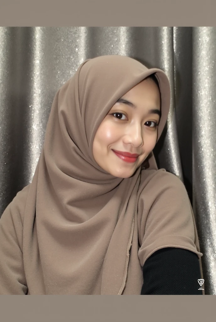 Malay young girl, wearing hijab, 10 years old, slim body, small breast, flat chest, baby face, cute, smiling, indoor park, sexy pose