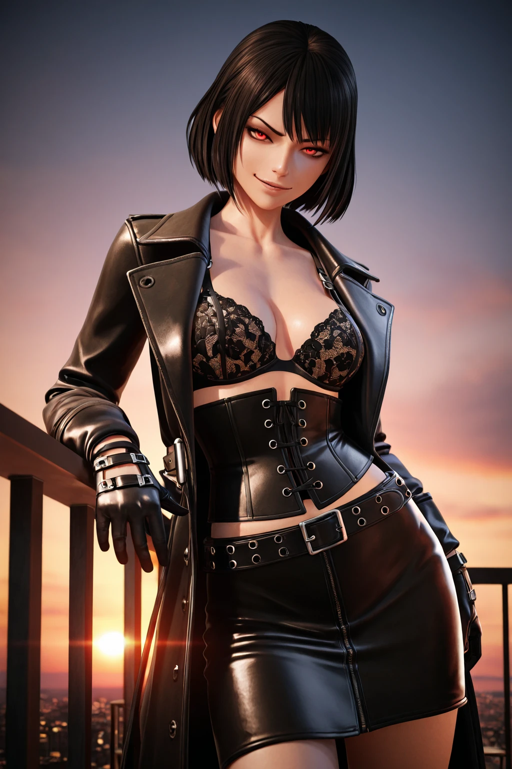 rating_explicit, lady (from devil may cry 5:1.1), short black hair, cowgirl sex

